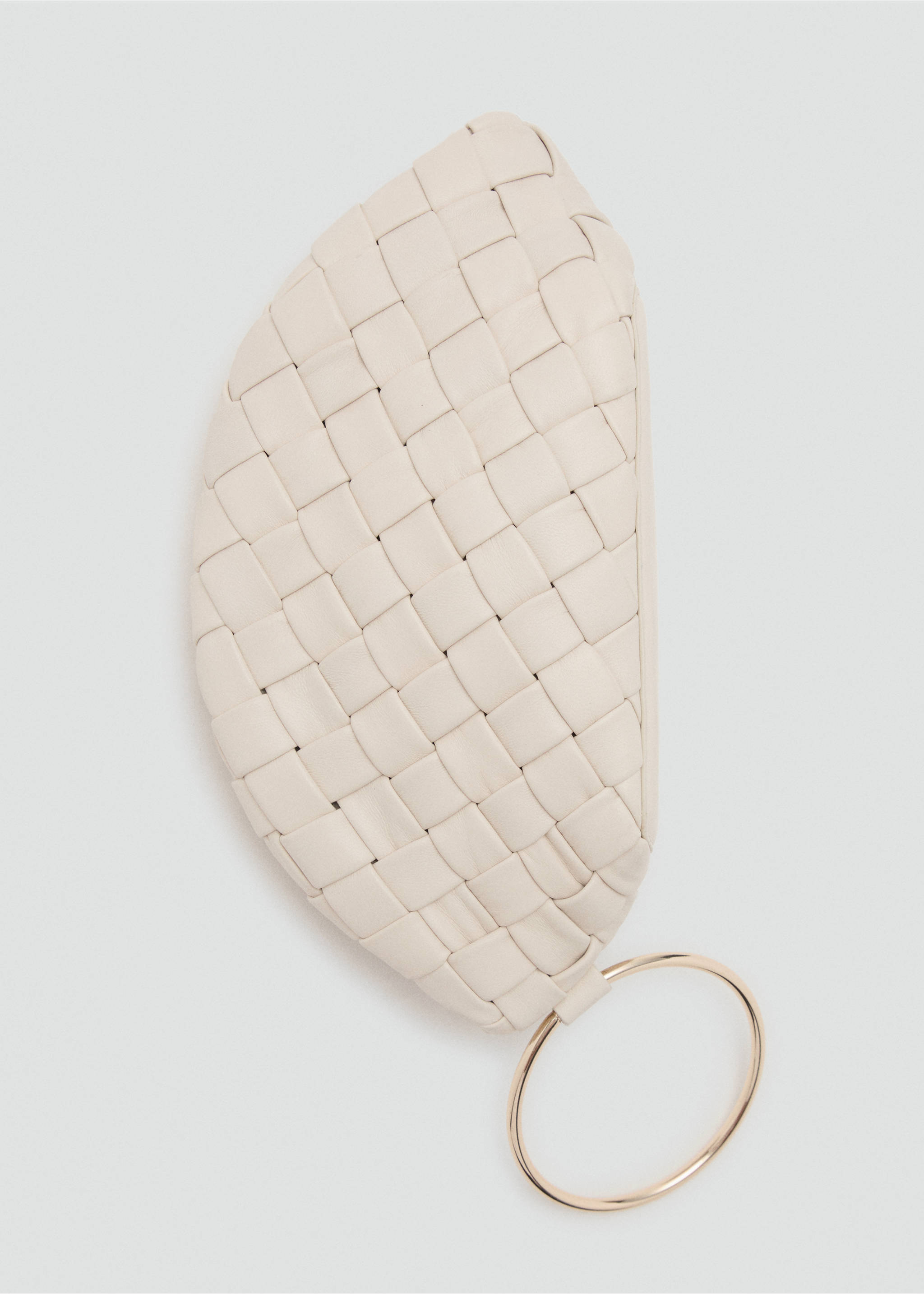 Braided leather clutch bag - Details of the article 2, Off White. Ref: 17063308-00.