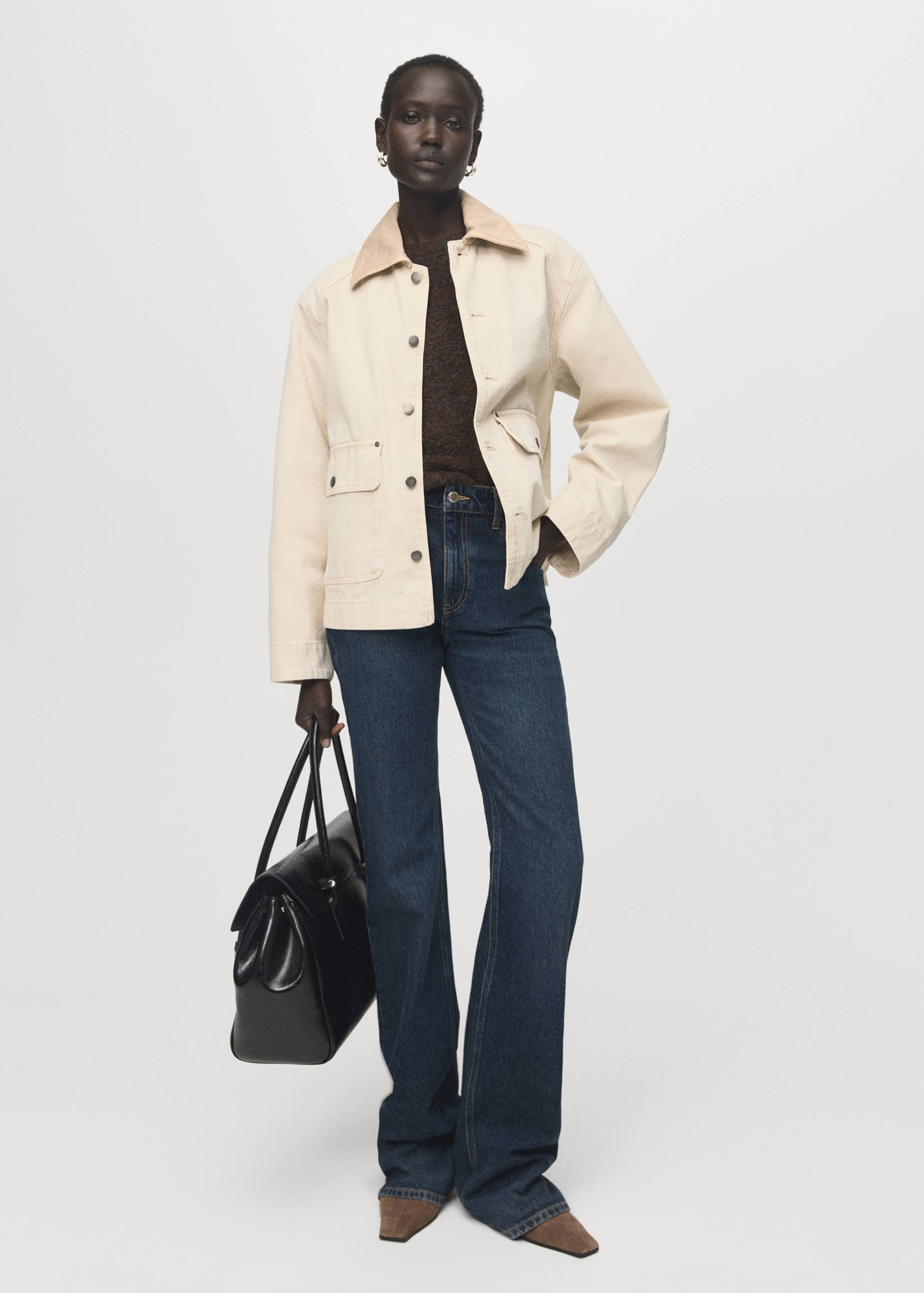 Denim parka with contrasting collar - General plane