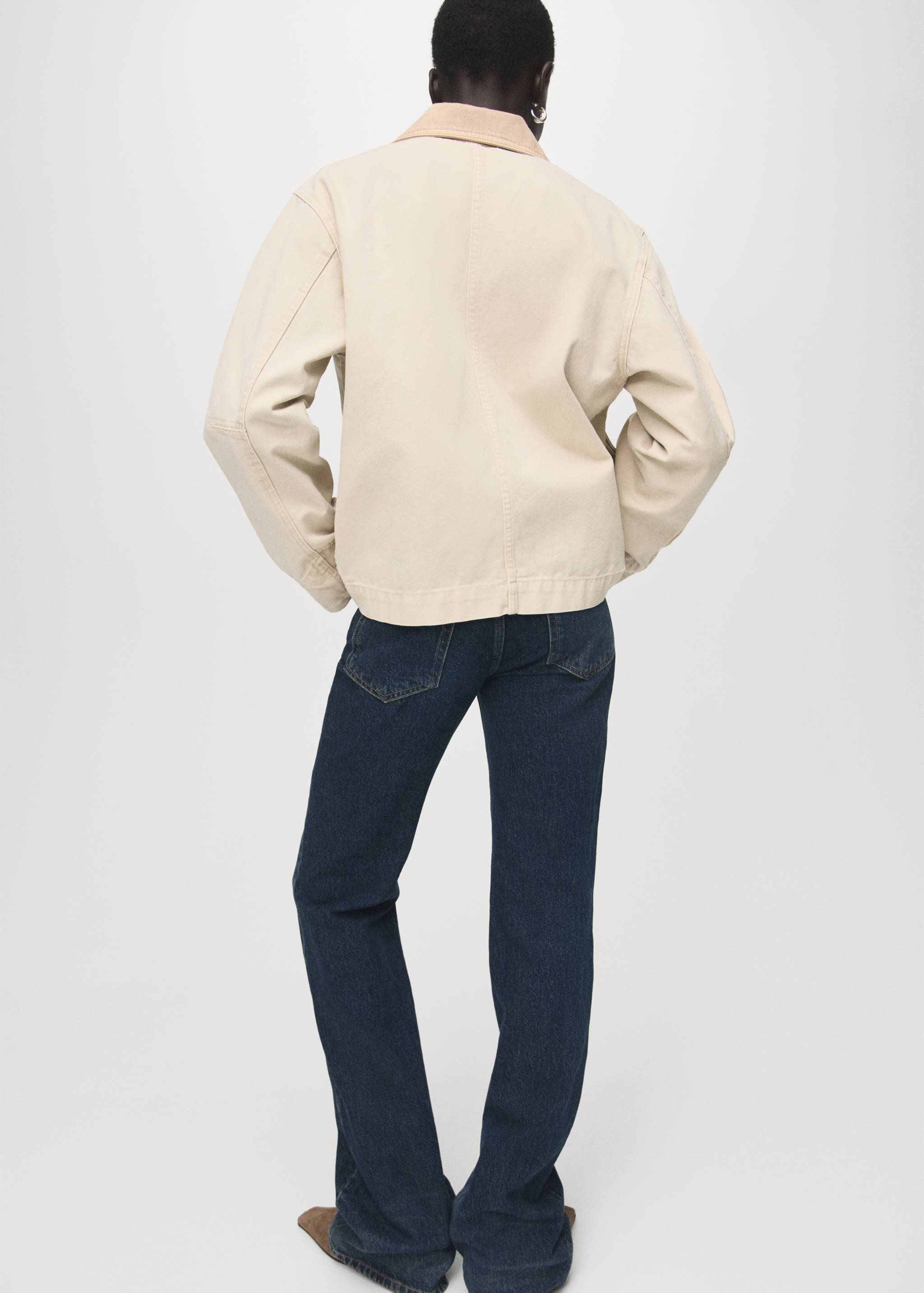 Denim parka with contrasting collar - Reverse of the article