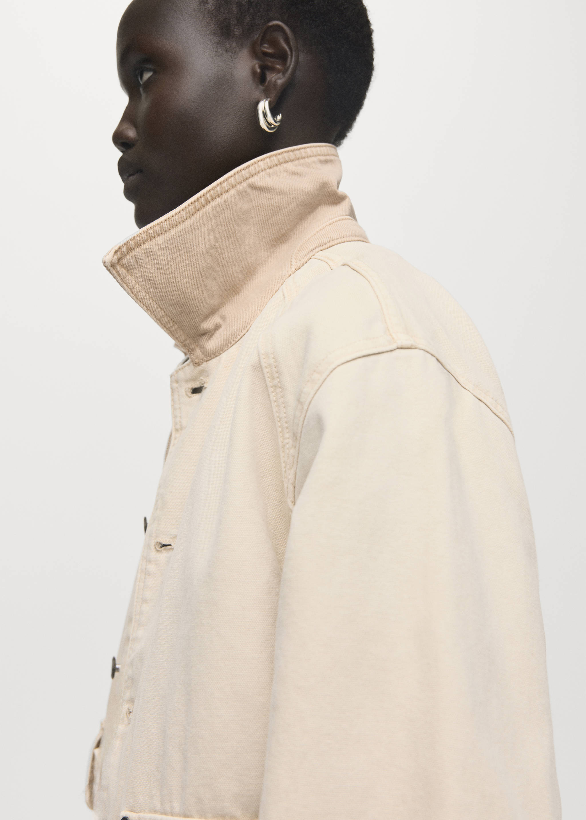 Denim parka with contrasting collar - Details of the article 1