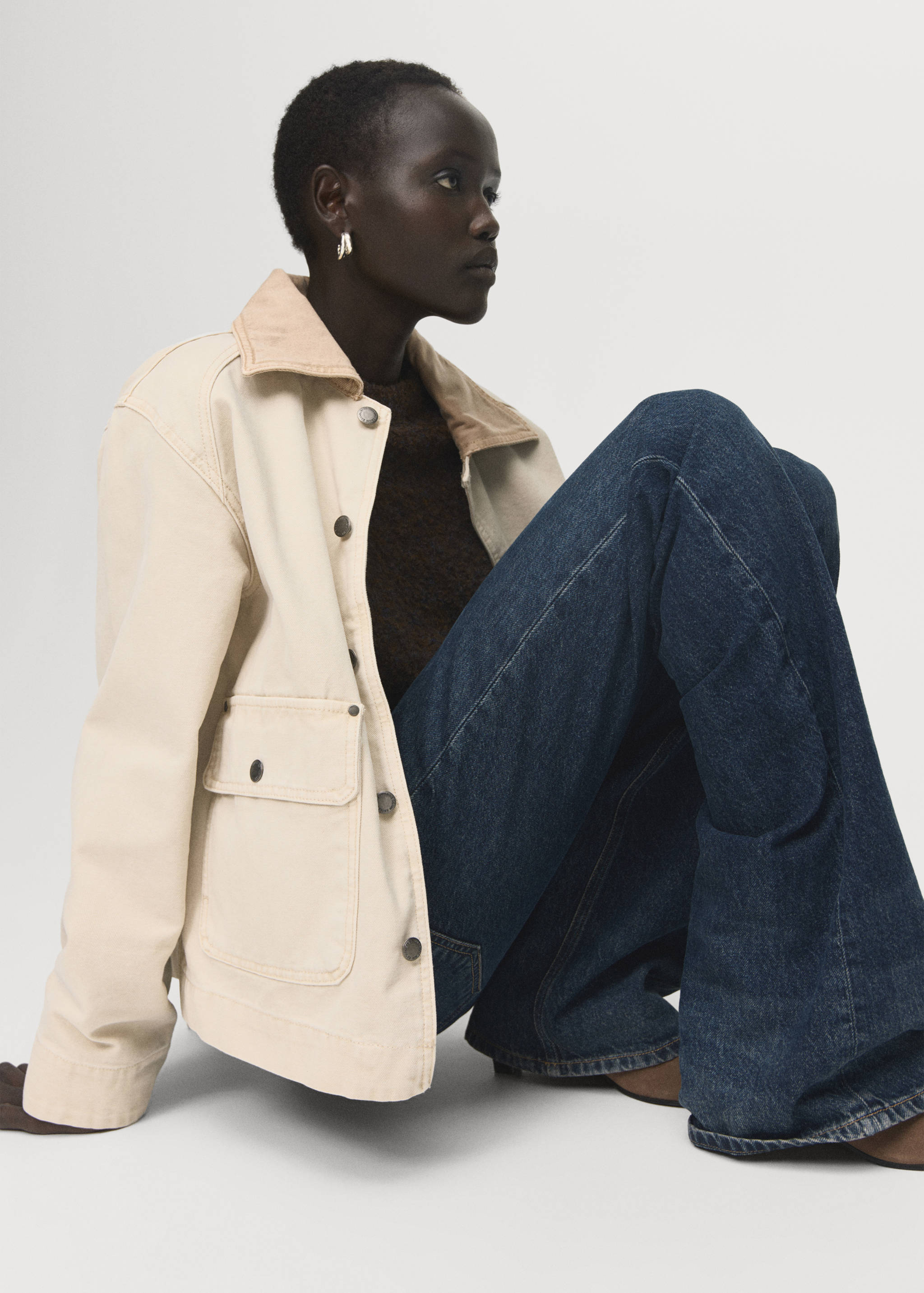 Denim parka with contrasting collar - Details of the article 2
