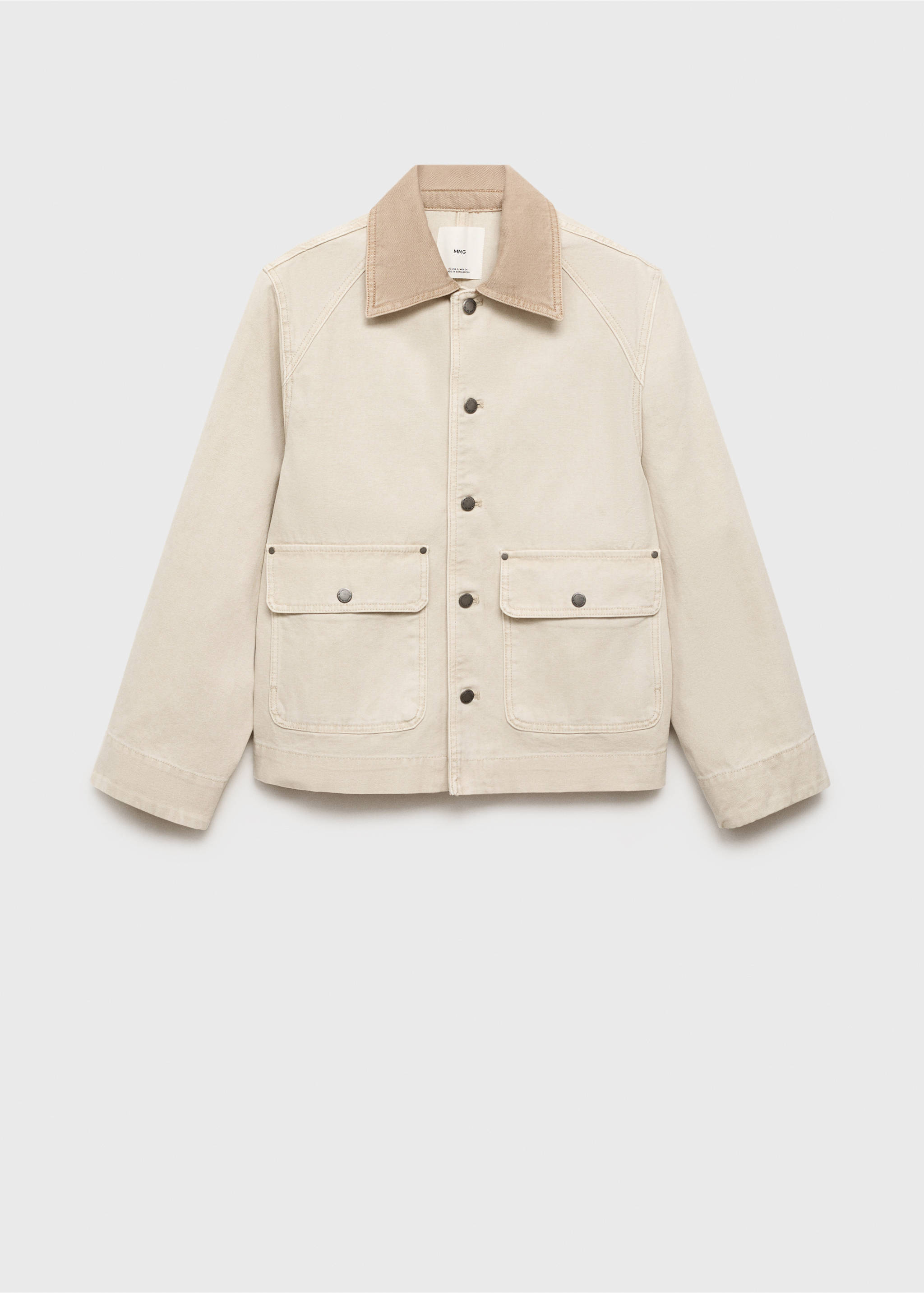 Denim parka with contrasting collar - Article without model, Ecru. Ref: 17063319-00.
