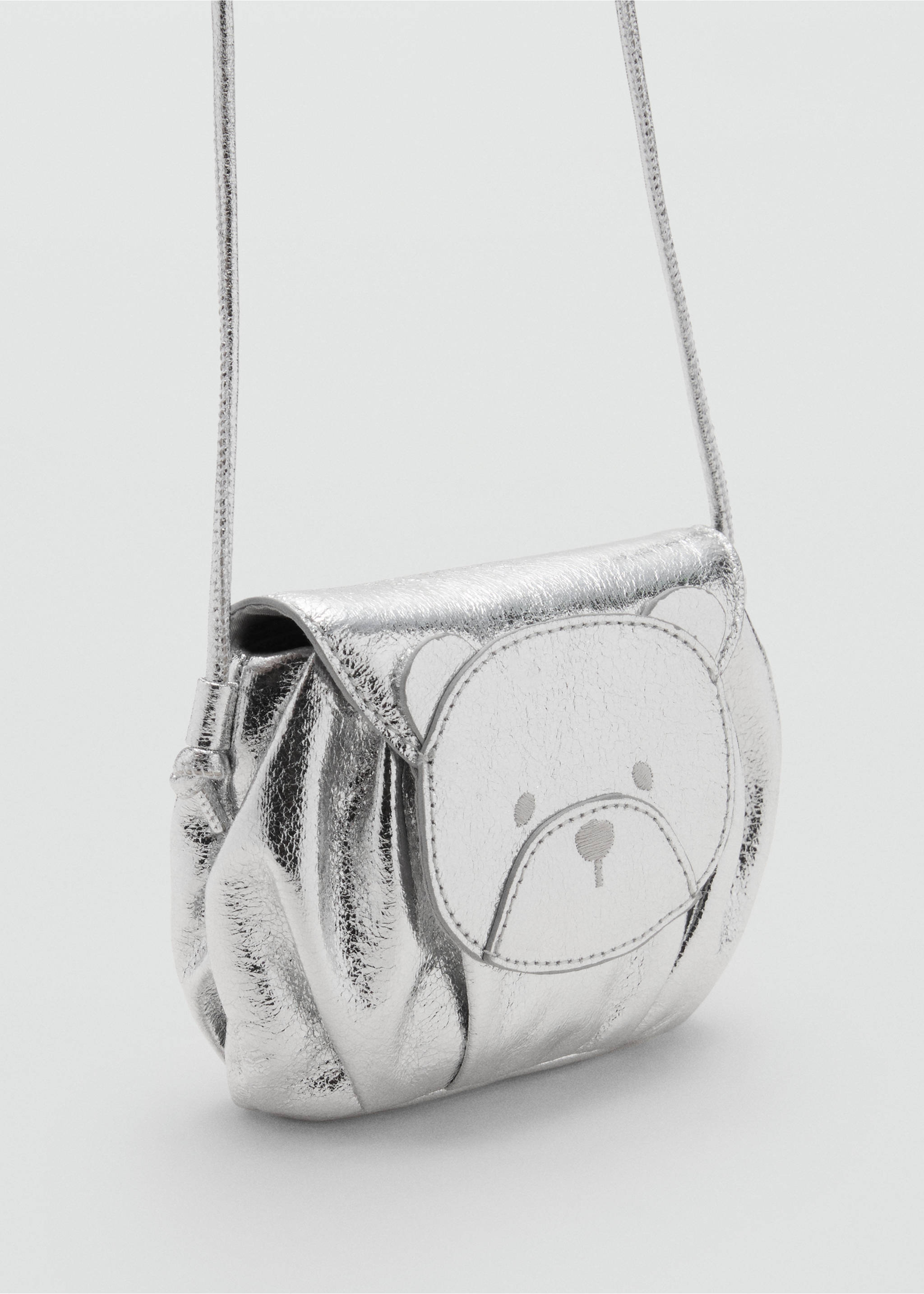 Metallic teddy bear bag - Medium plane, Silver. Ref: 17063325-00.