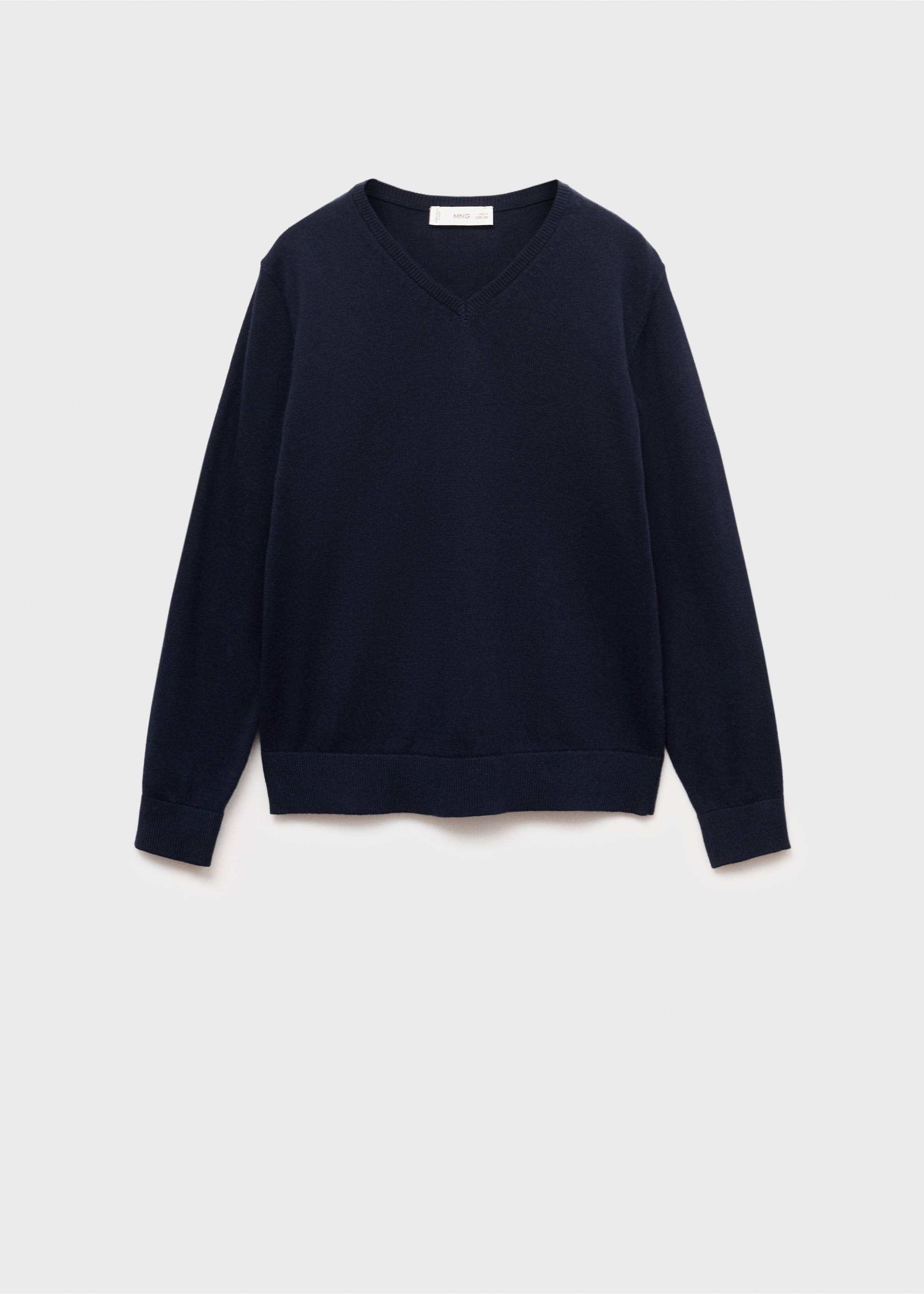 Pull-over coton col V - Article sans modèle, Bleu marine foncé. Ref: 17063792-00.