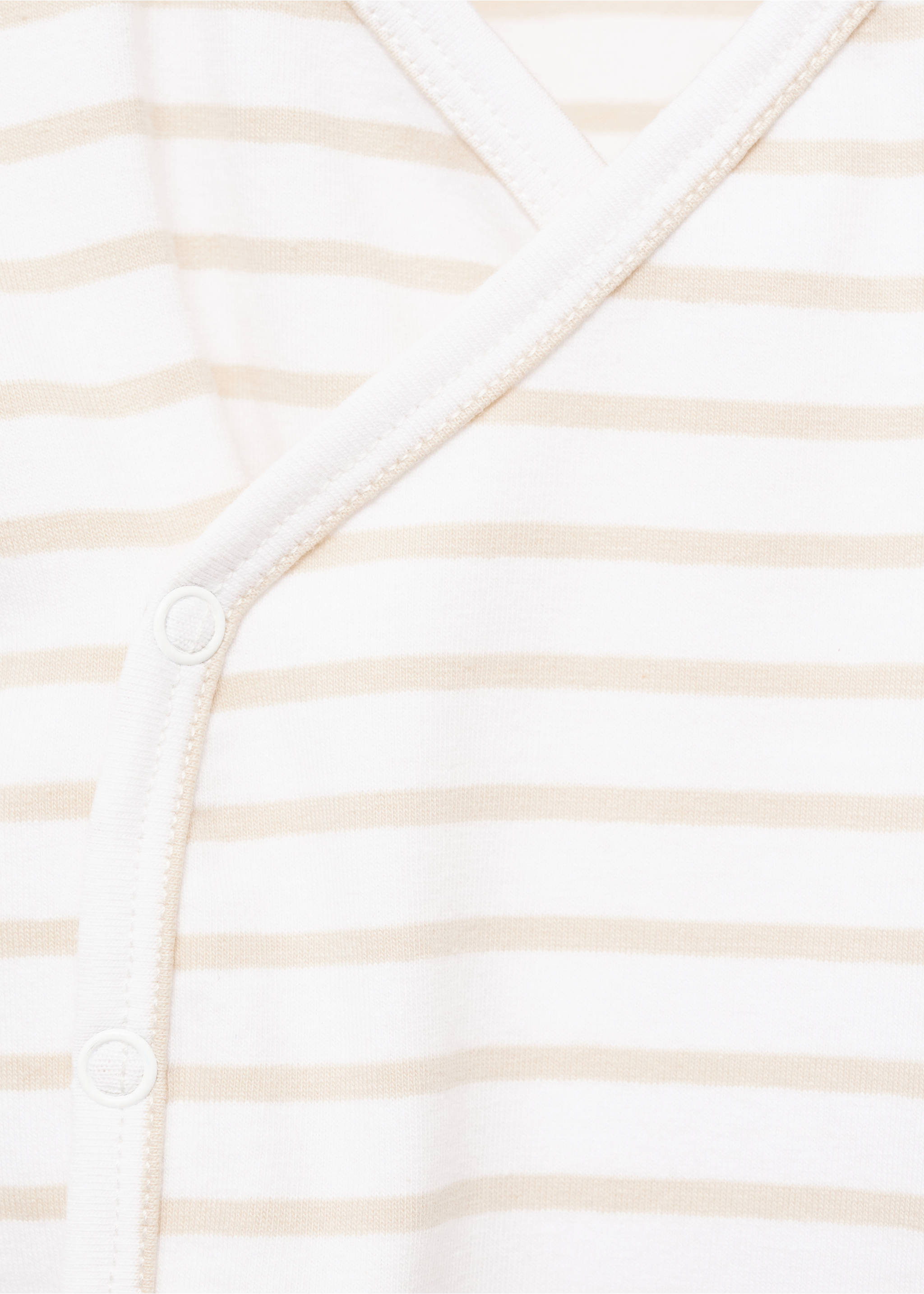 Striped cotton bodysuit - Details of the article 0, Sand. Ref: 17063793-00.