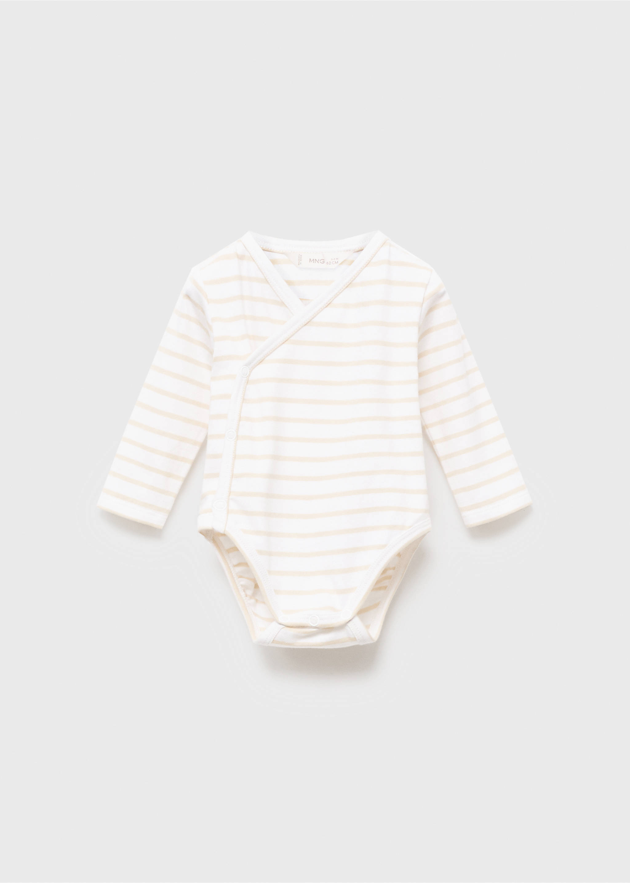 Striped cotton bodysuit - Article without model, Sand. Ref: 17063793-00.