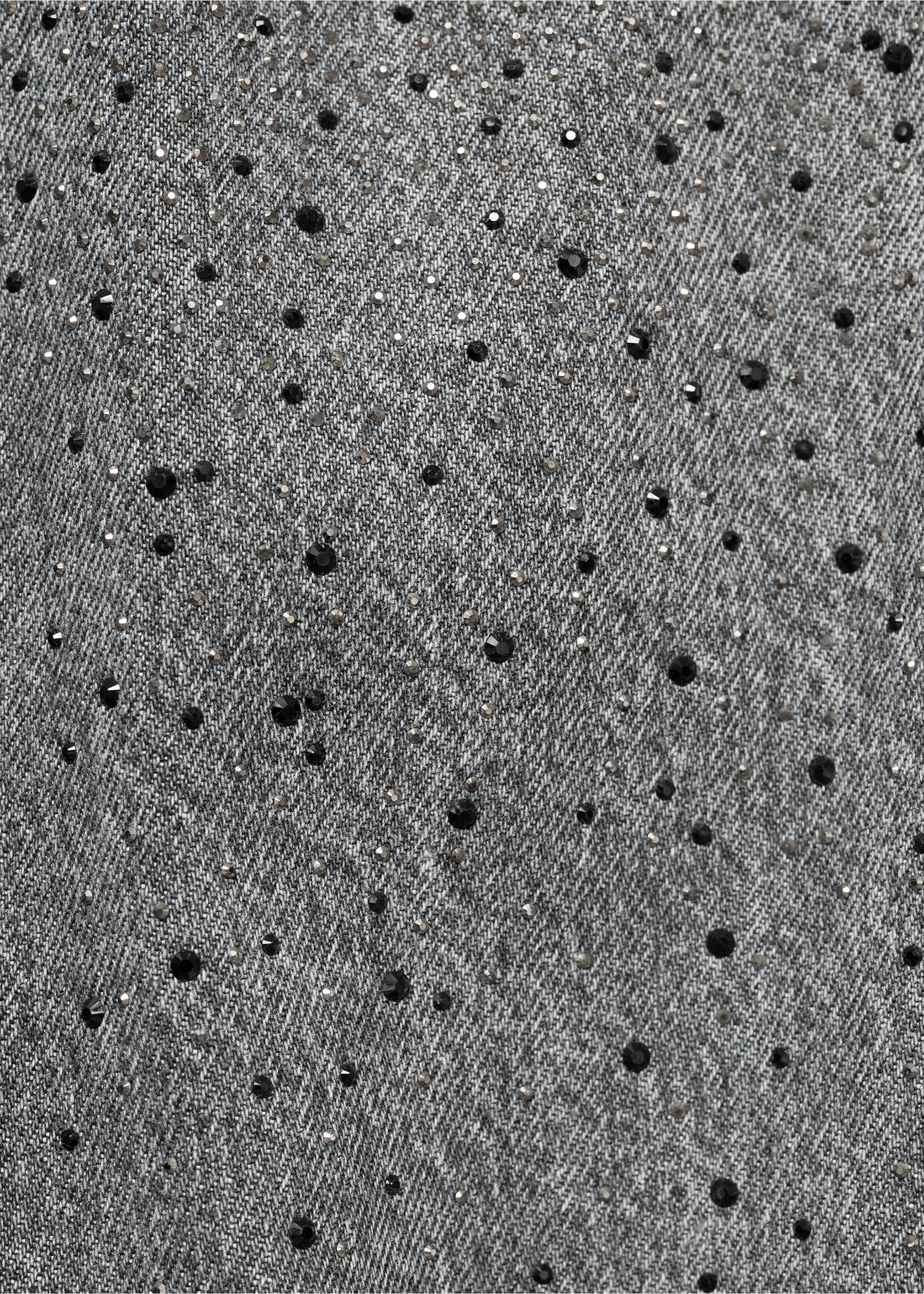Straight-fit jeans with rhinestones - Details of the article 8, Denim Grey. Ref: 17063795-00.