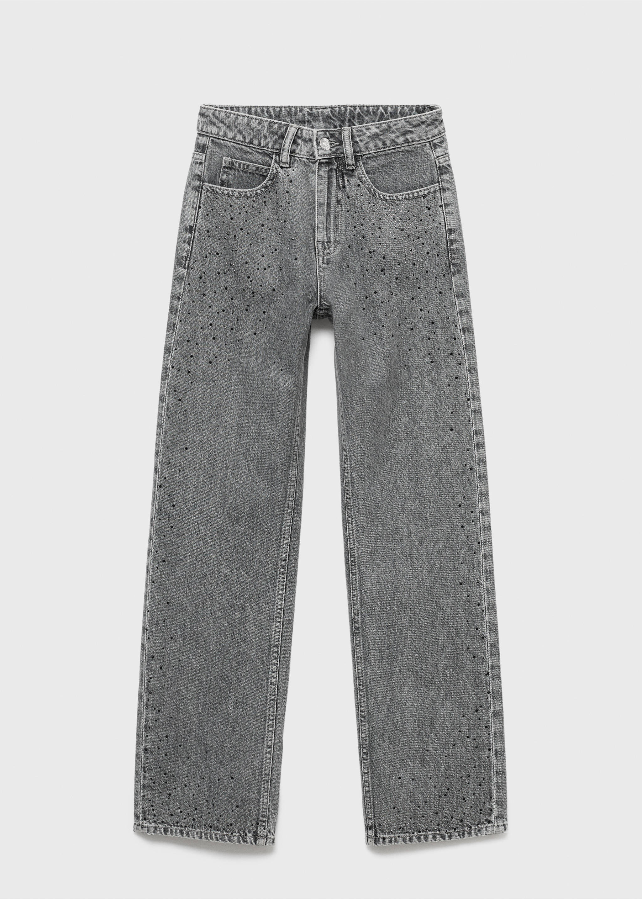 Straight-fit jeans with rhinestones - Article without model, Denim Grey. Ref: 17063795-00.