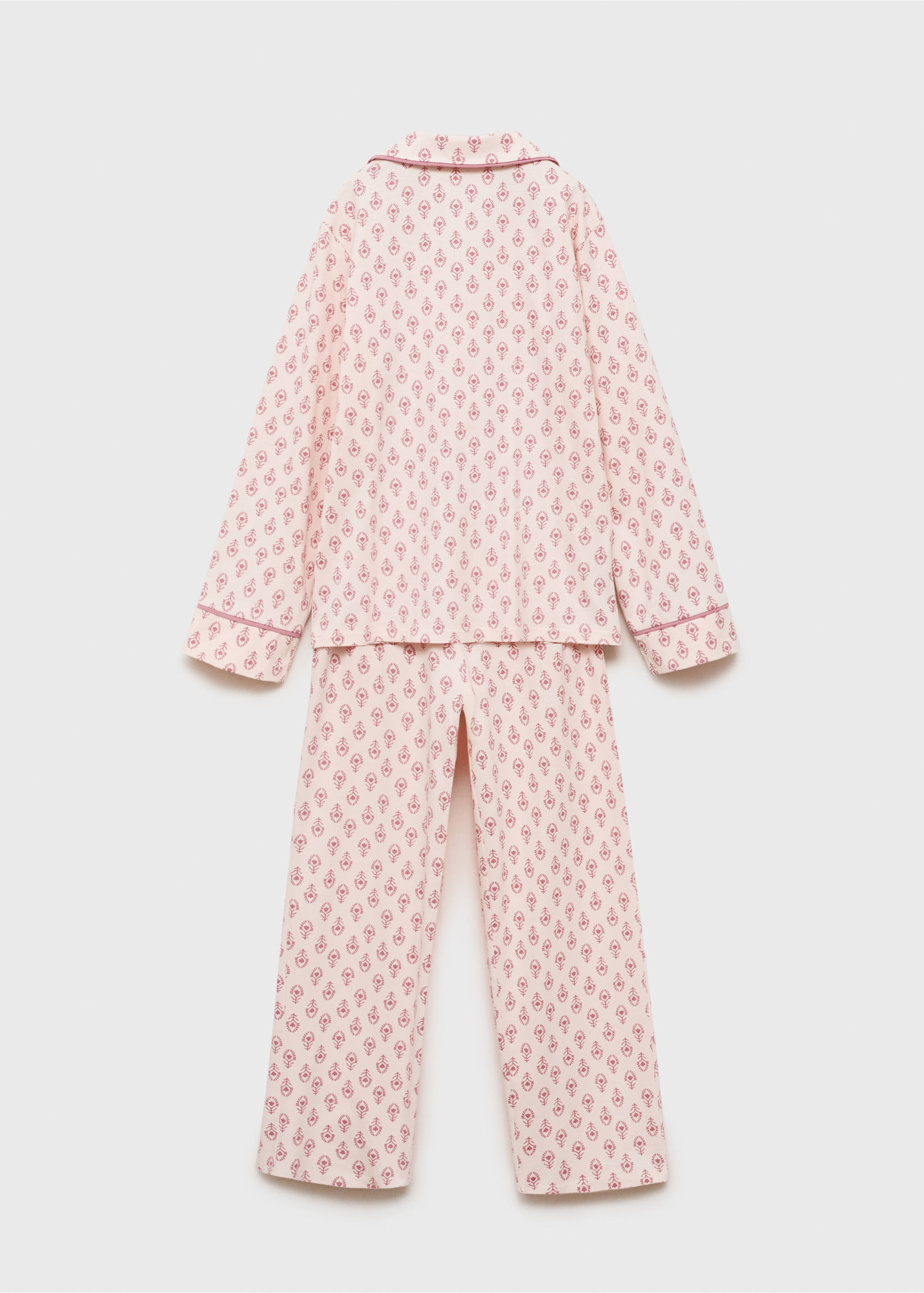 Printed cotton pyjamas - Reverse of the article, Pastel Pink. Ref: 17063796-00.