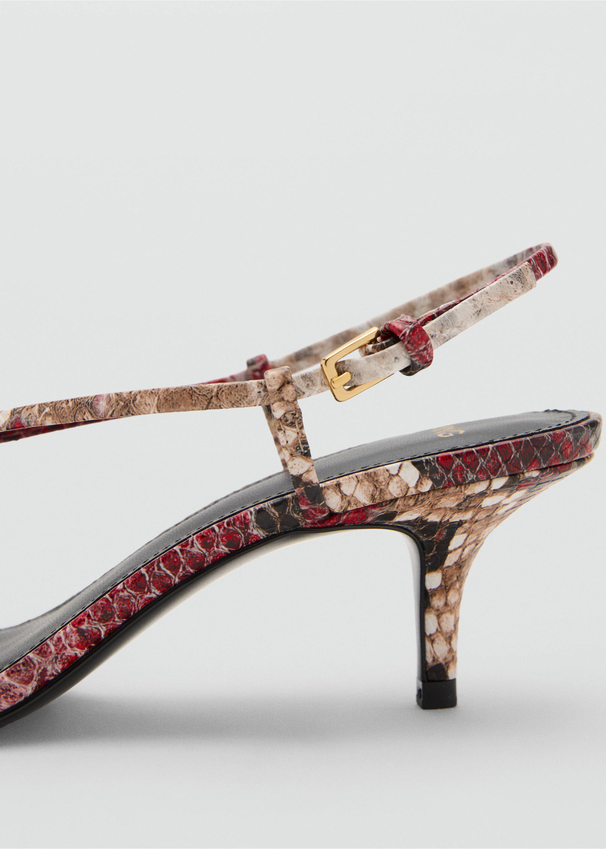 Heeled sandal with hoop detail - Details of the article 1, Coral Red. Ref: 17063797-00.
