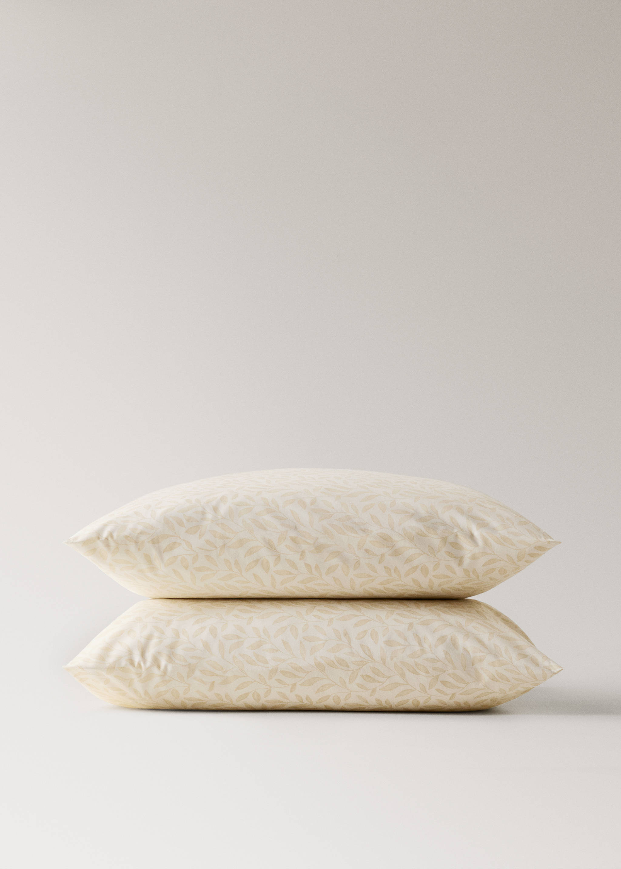 Deux taies d'oreiller percale de coton imprimé feuilles 60x60 cm - Détail de l'article 1