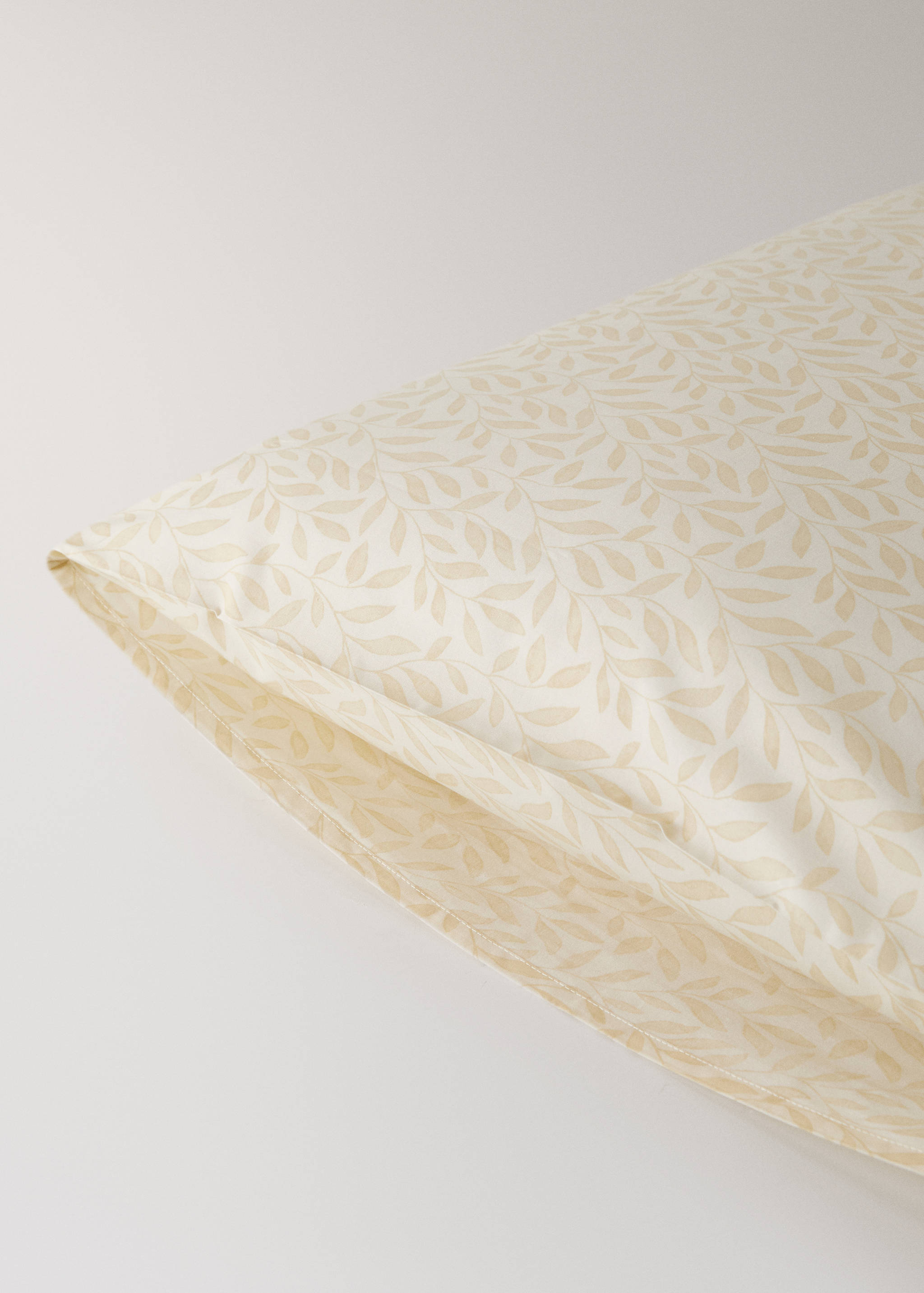 Deux taies d'oreiller percale de coton imprimé feuilles 60x60 cm - Détail de l'article 2