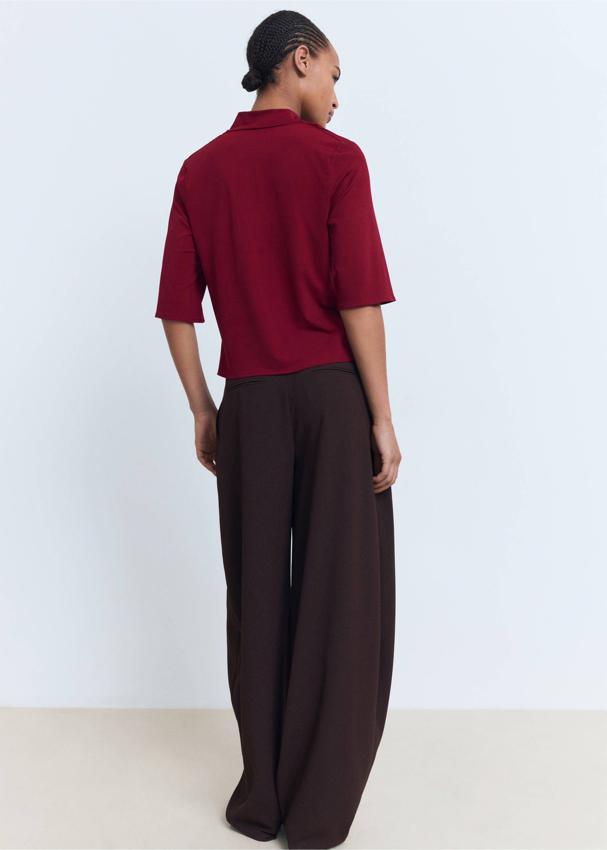 Draped neck top - Reverse of the article, Burgundy. Ref: 17064075-00.