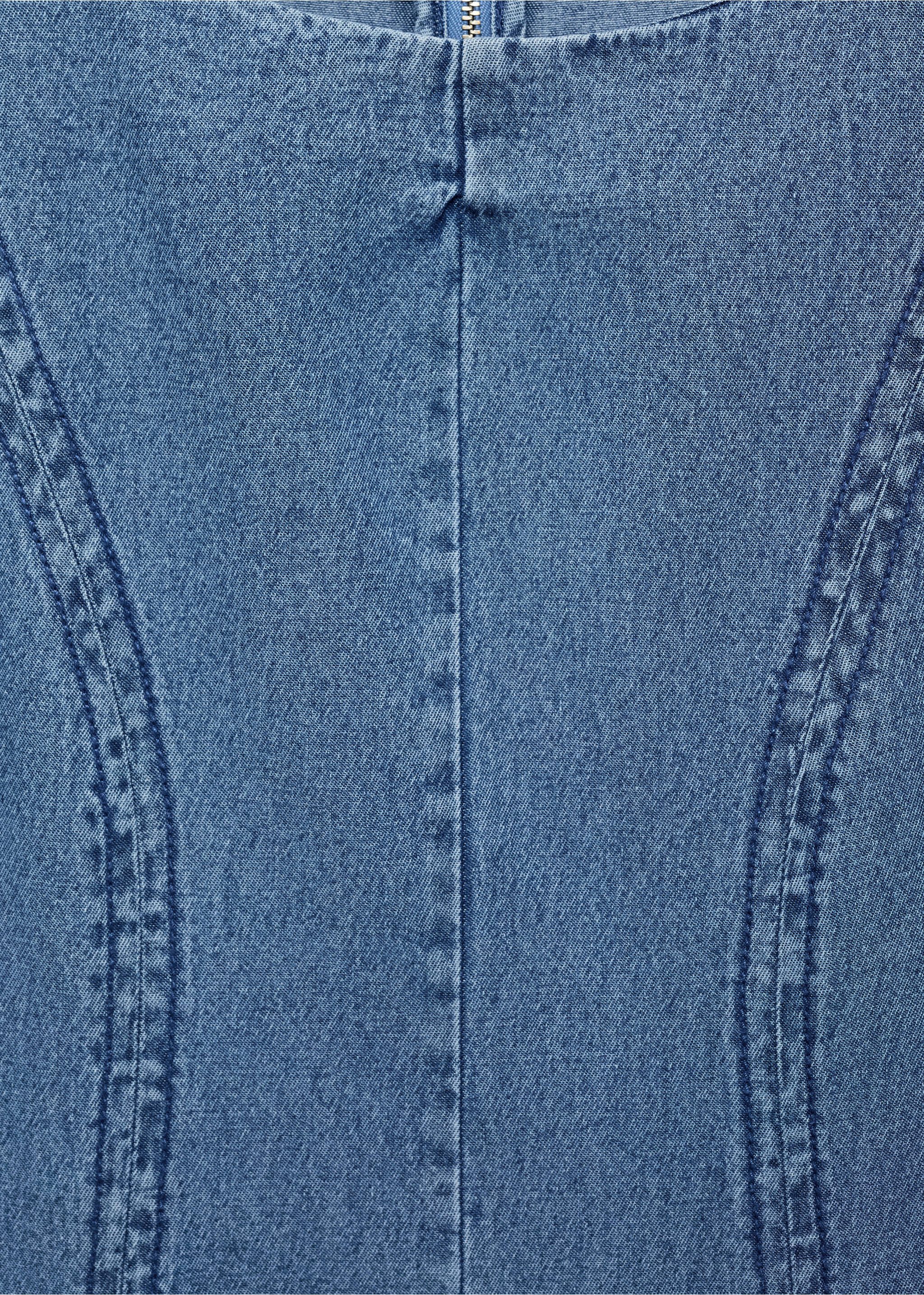 Denim dress with seam detail - Details of the article 0, Medium Blue. Ref: 17064077-00.