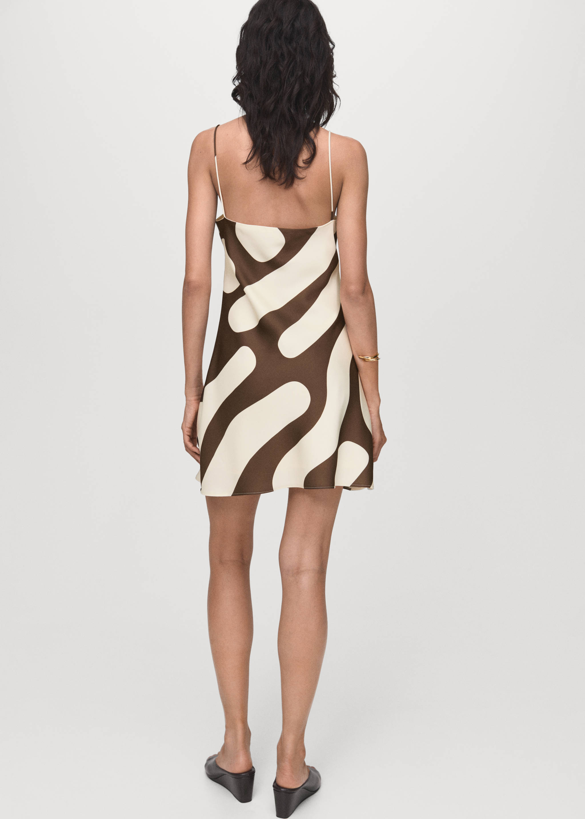 Printed satin dress - Reverse of the article