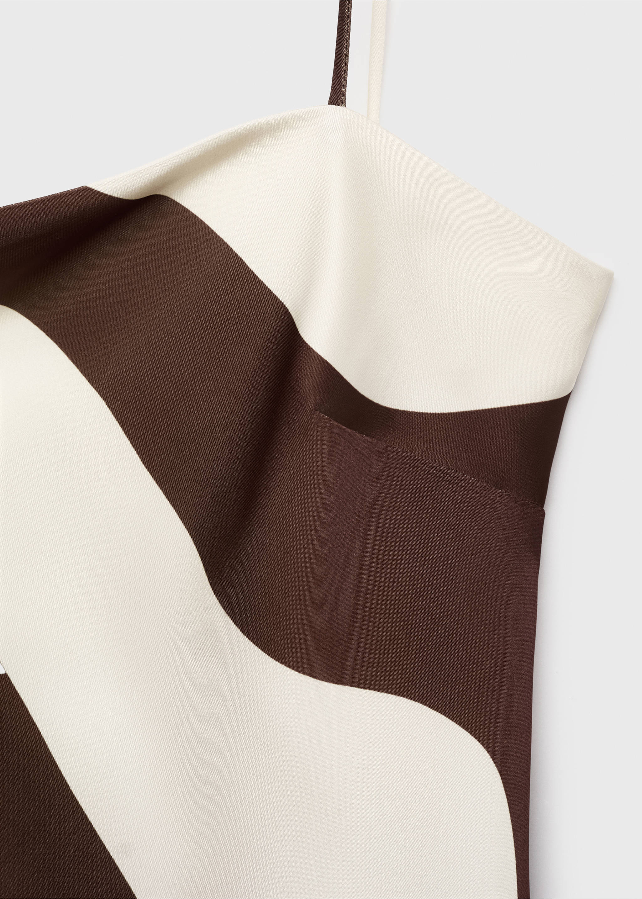 Printed satin dress - Details of the article 8, Brown. Ref: 17064081-00.