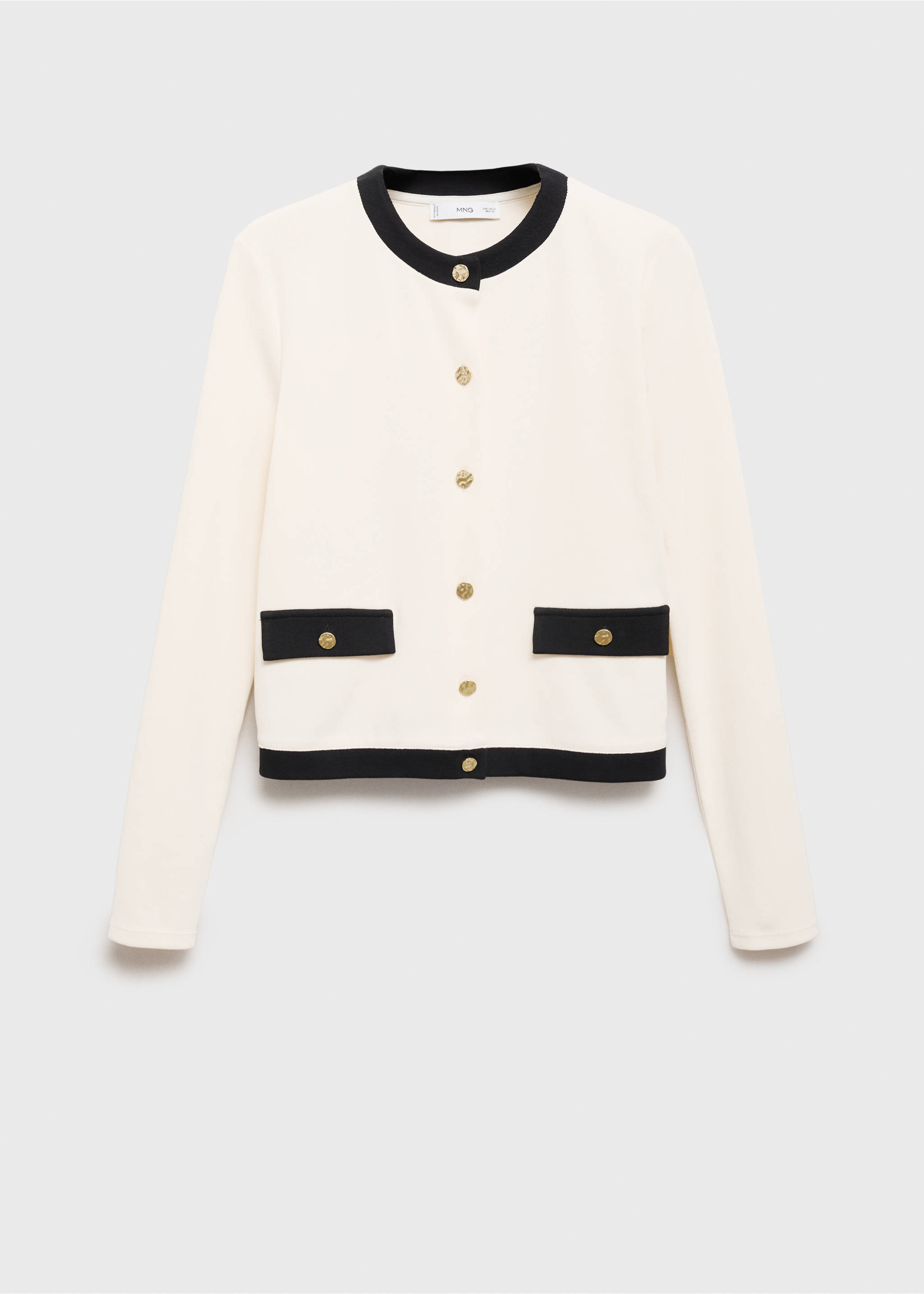 Contrasting cotton cardigan - Article without model, Ecru. Ref: 17064082-00.