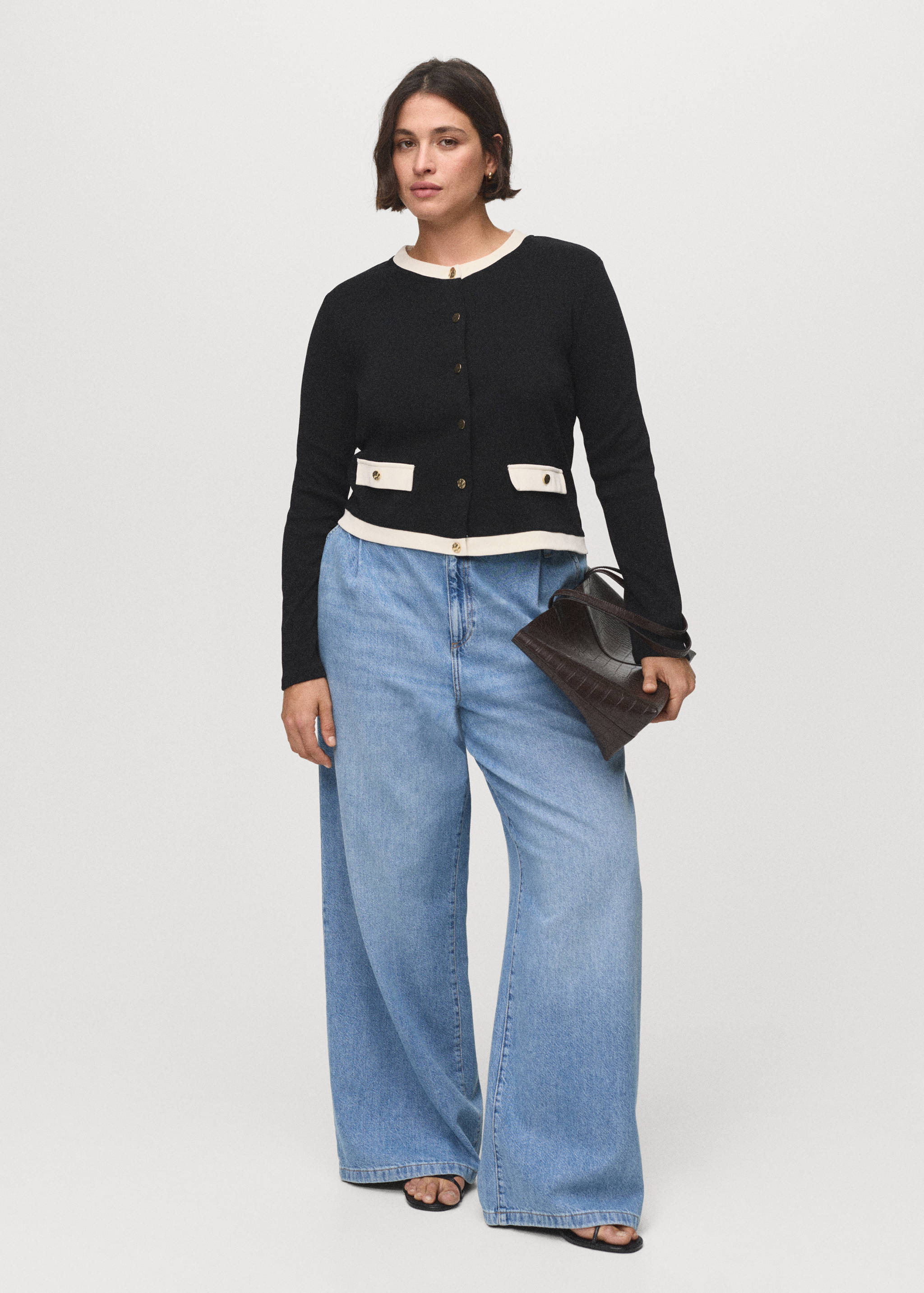 Contrasting cotton cardigan - Details of the article 3