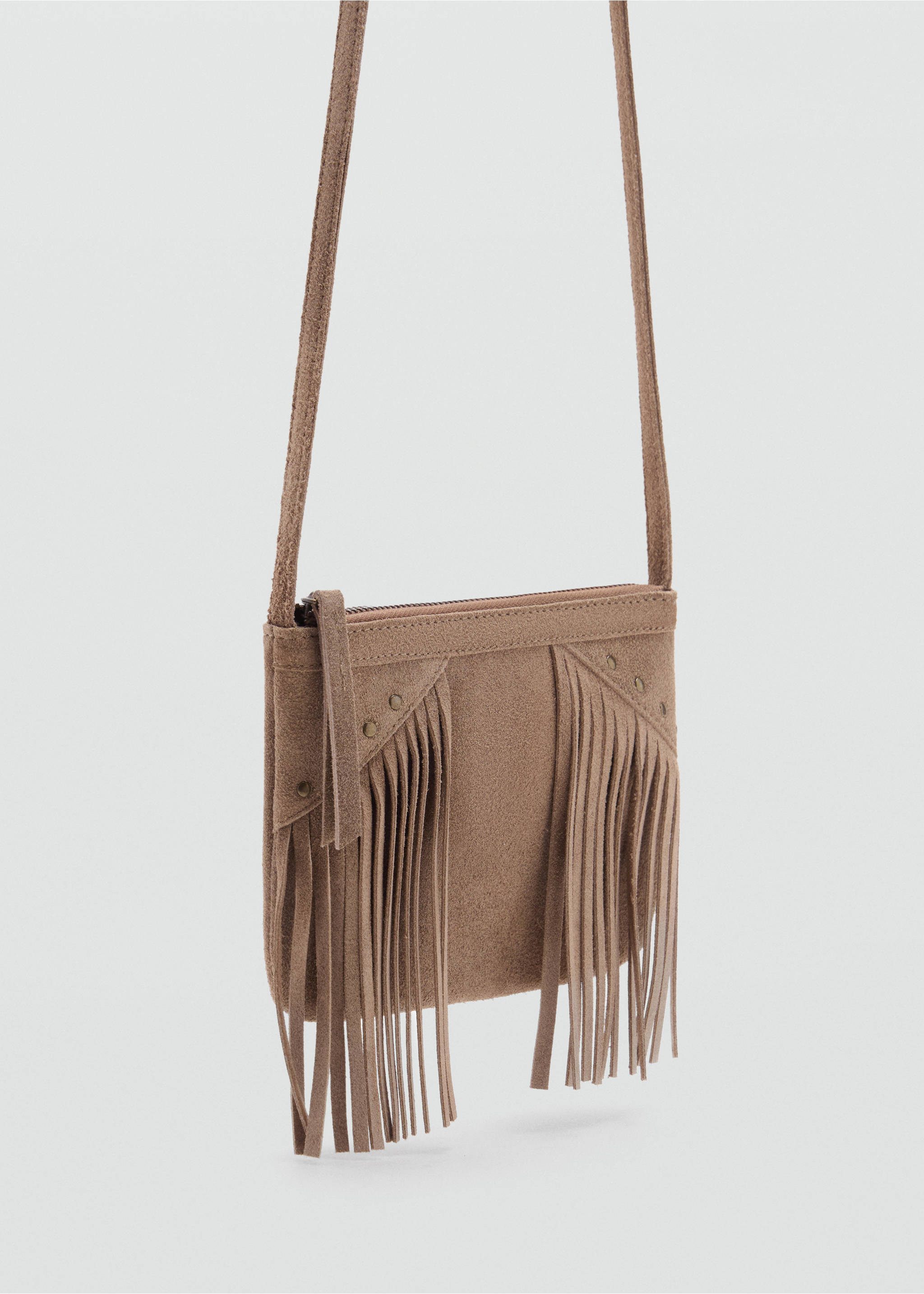 Leather fringes bag - Medium plane, Sand. Ref: 17064085-00.