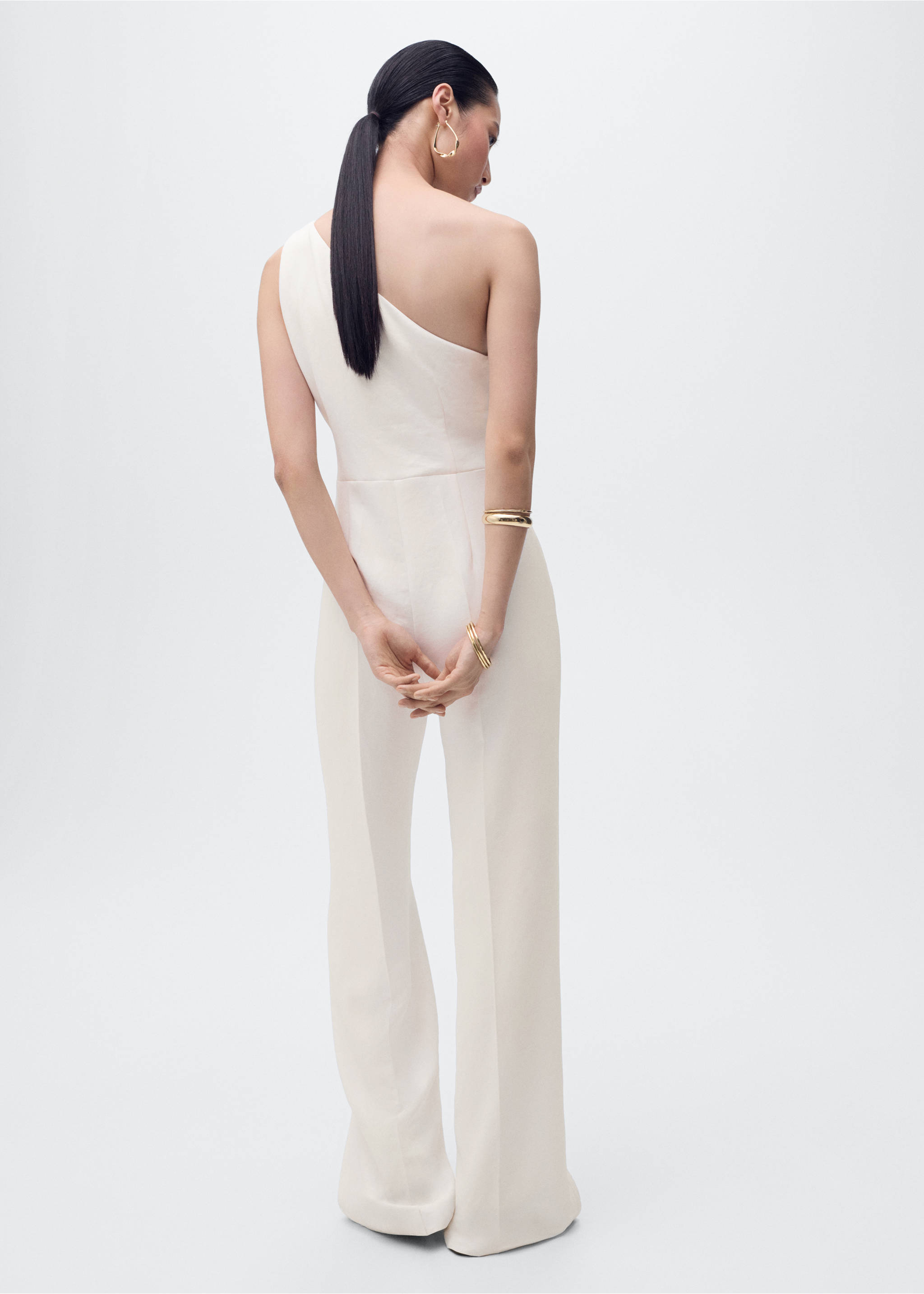 Long asymmetrical draped jumpsuit - Reverse of the article, Off White. Ref: 17064086-00.
