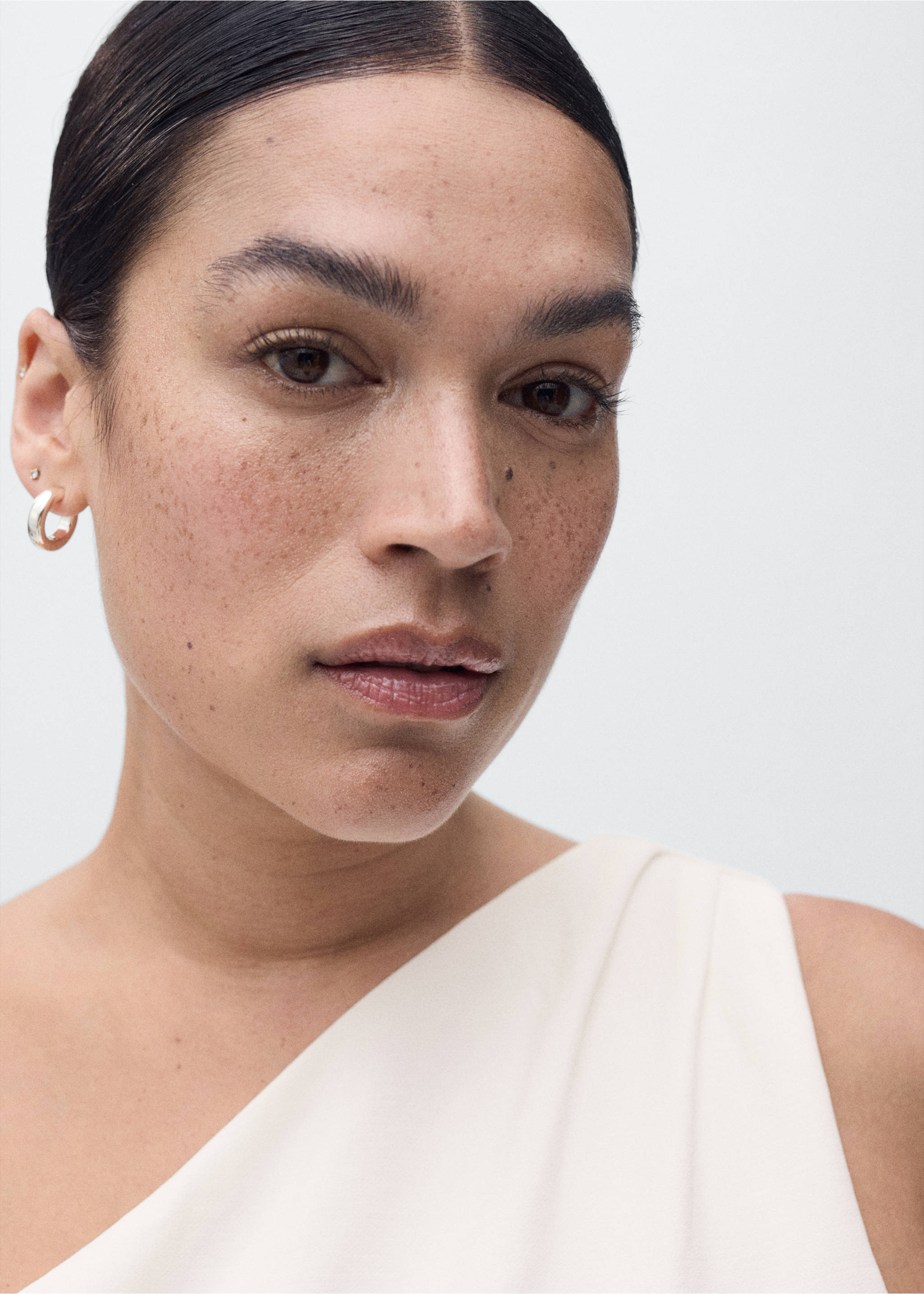 Long asymmetrical draped jumpsuit - Details of the article 5, Off White. Ref: 17064086-00.