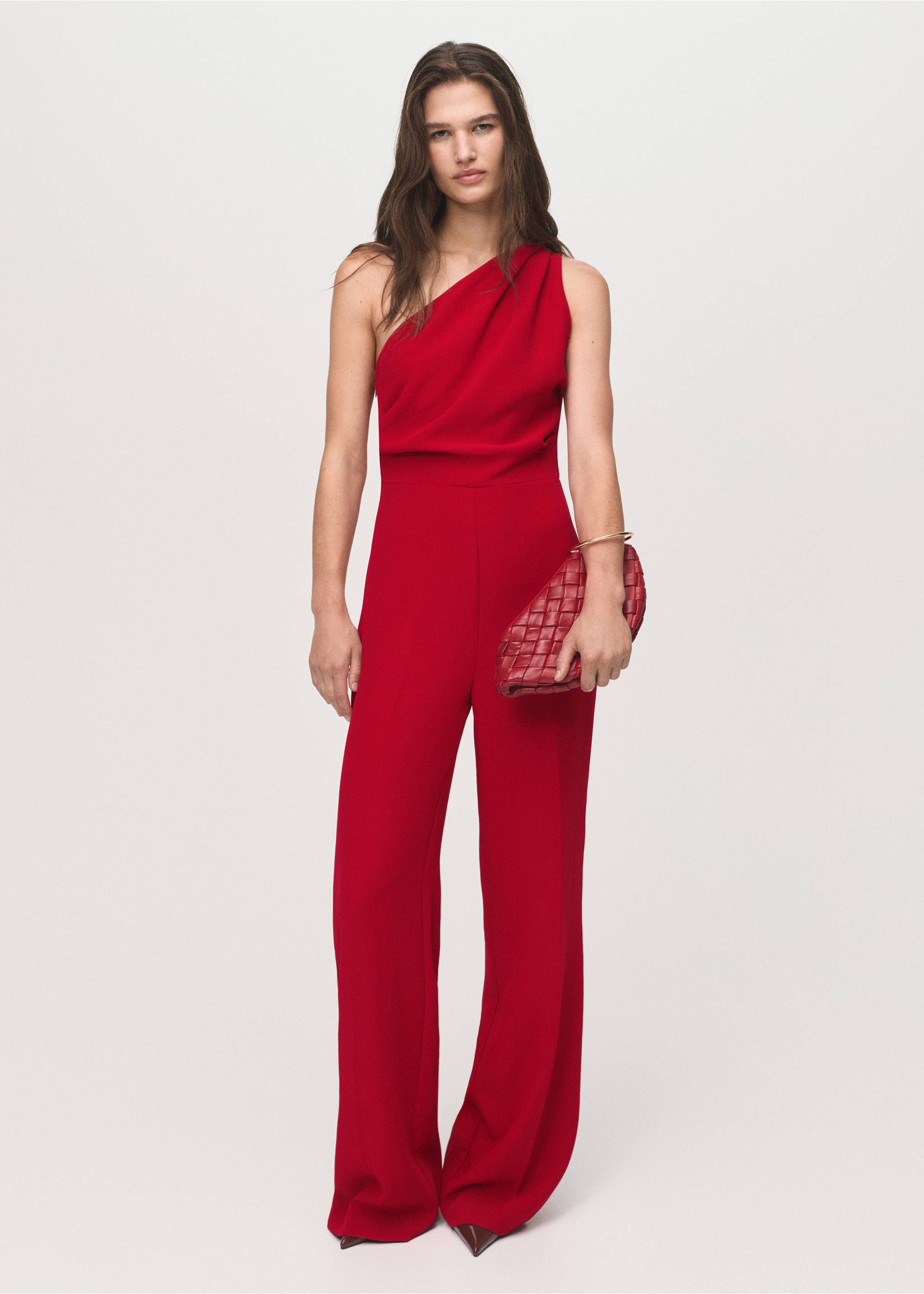 Long asymmetrical draped jumpsuit - General plane, Maroon. Ref: 17064086-00.