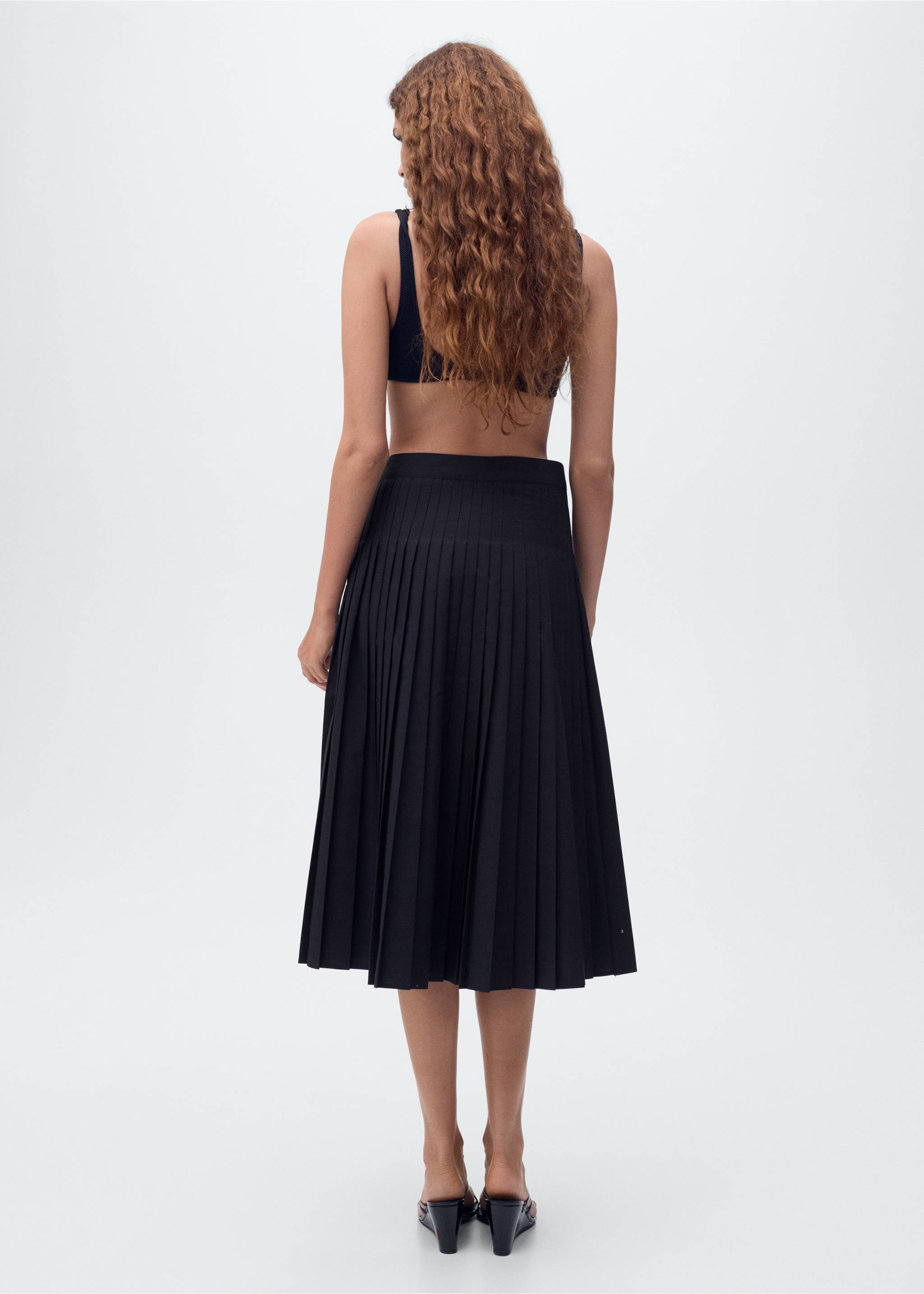 Pleated midi skirt - Reverse of the article, Dark Navy. Ref: 17064089-00.