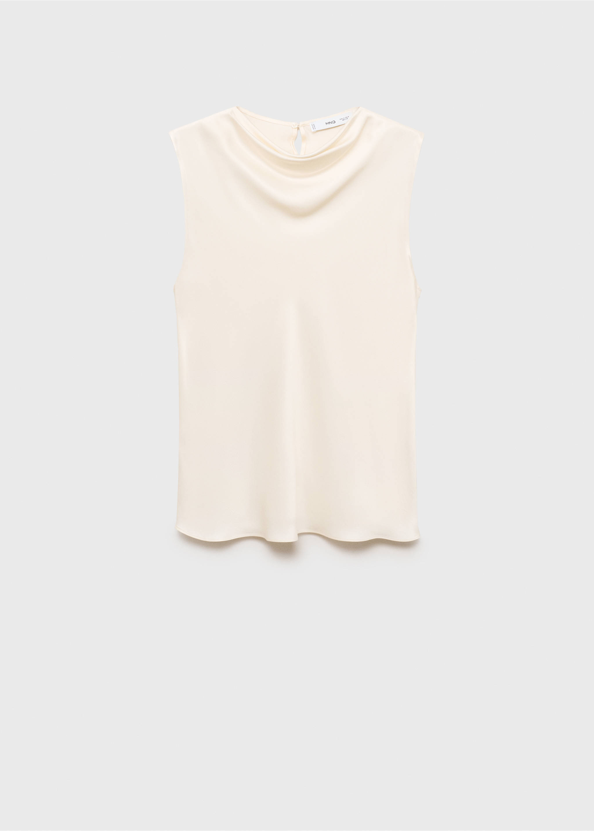 Satin blouse with draped neck - Article without model, Ecru. Ref: 17064092-00.