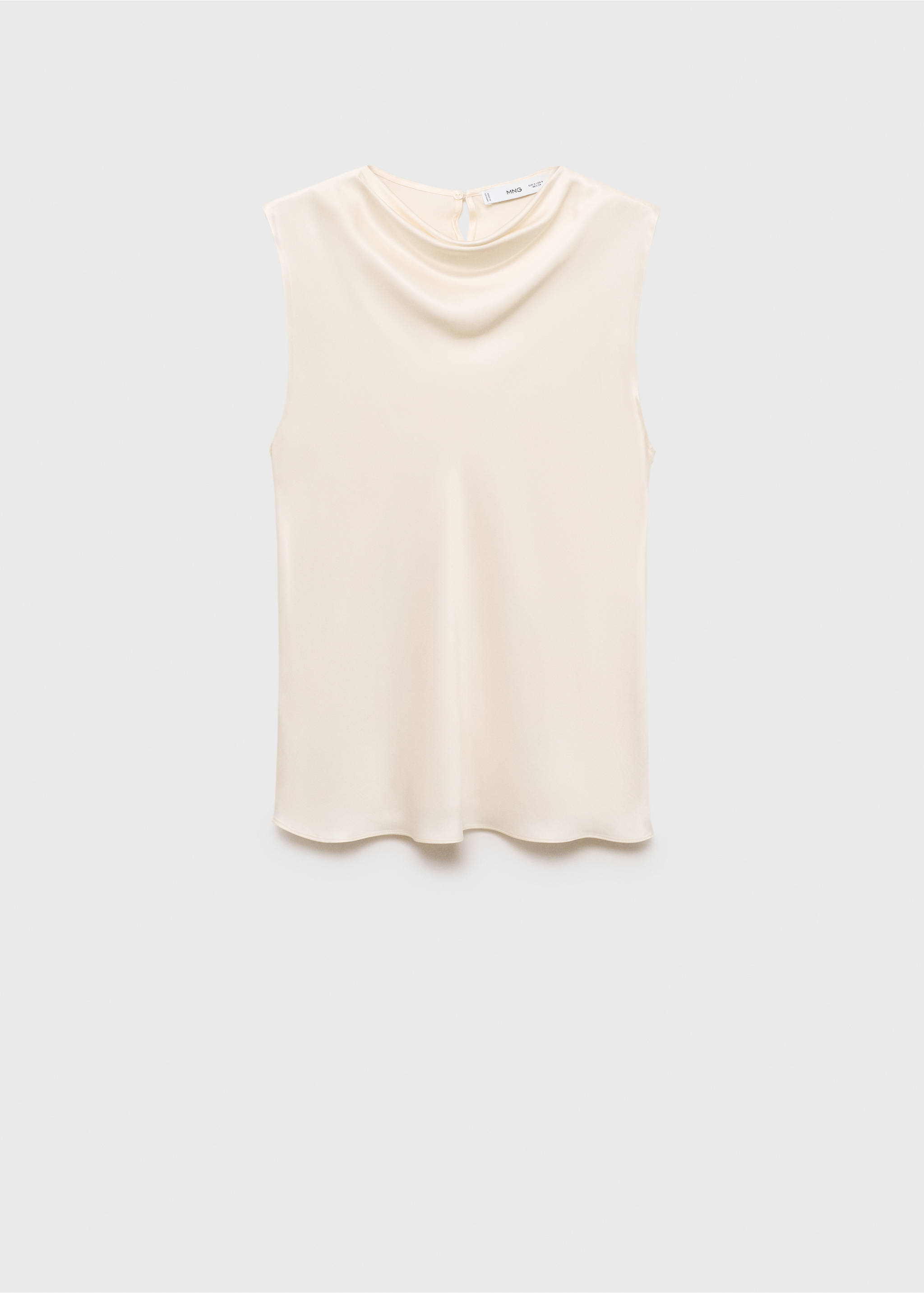 Satin blouse with draped neck - Article without model, Ecru. Ref: 17064092-00.