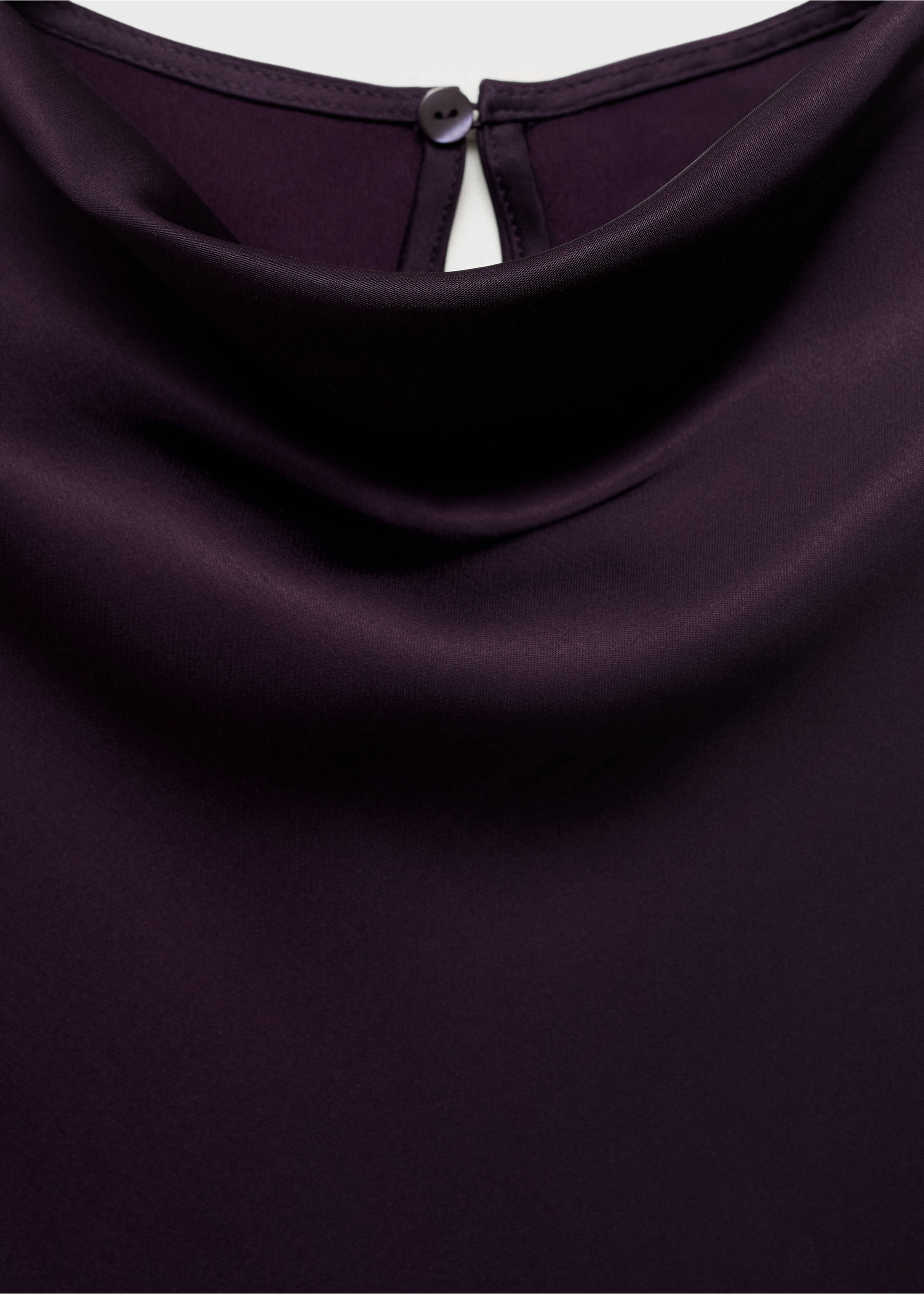 Satin blouse with draped neck - Details of the article 8, Burgundy. Ref: 17064092-00.