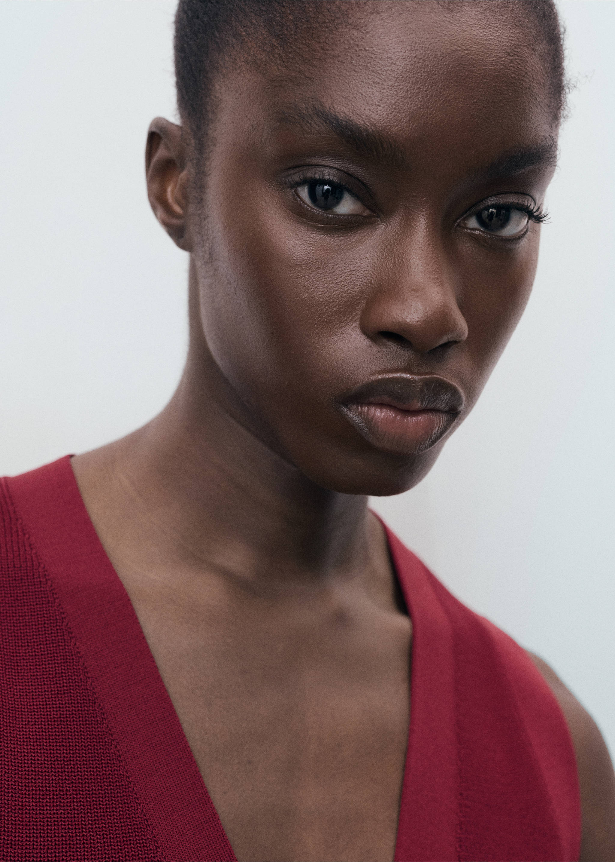 Fine-knit gilet - Details of the article 1, Wine. Ref: 17064098-00.