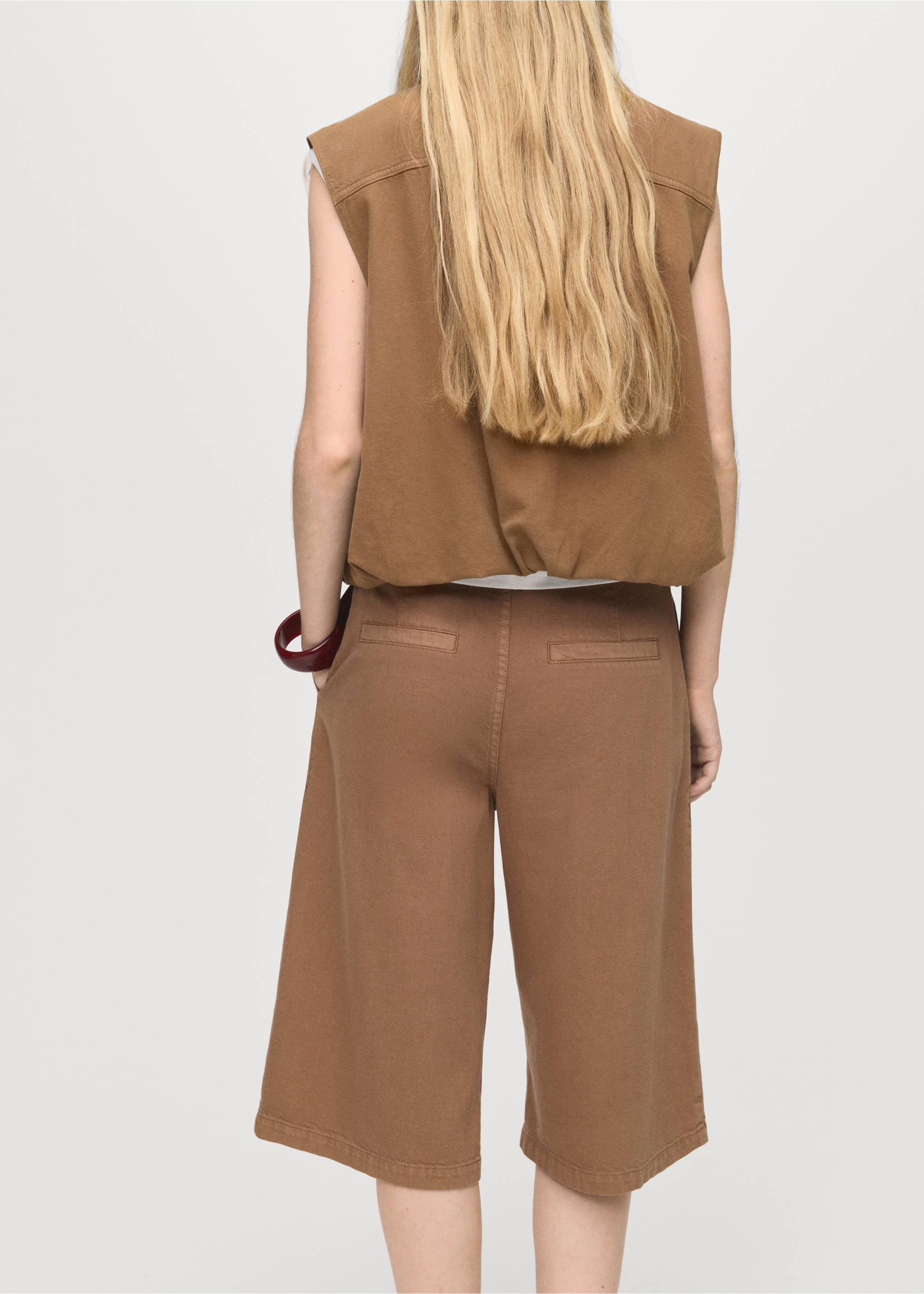 Denim jorts with belt - Reverse of the article, Brown. Ref: 17064101-00.