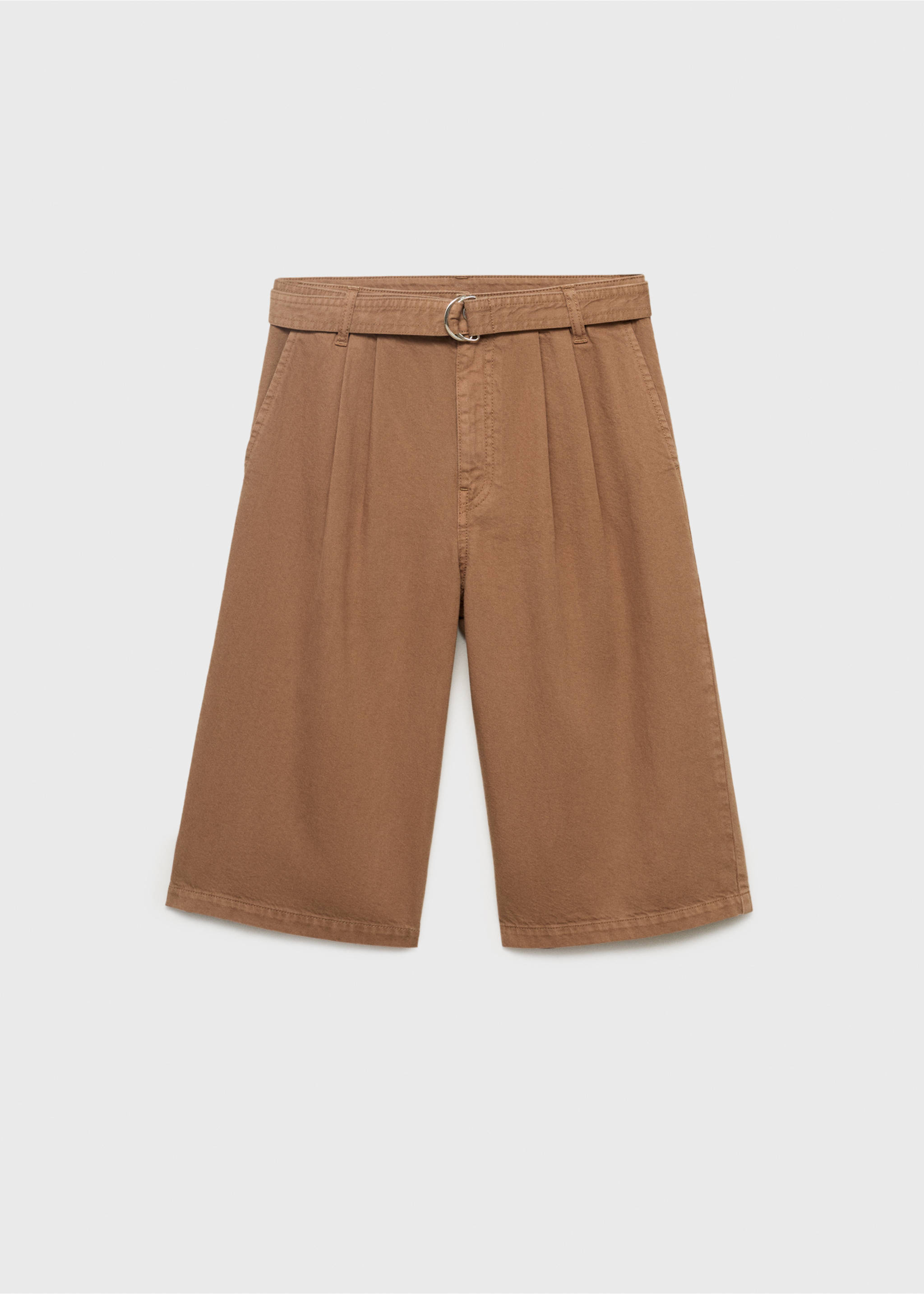 Denim jorts with belt - Article without model, Brown. Ref: 17064101-00.