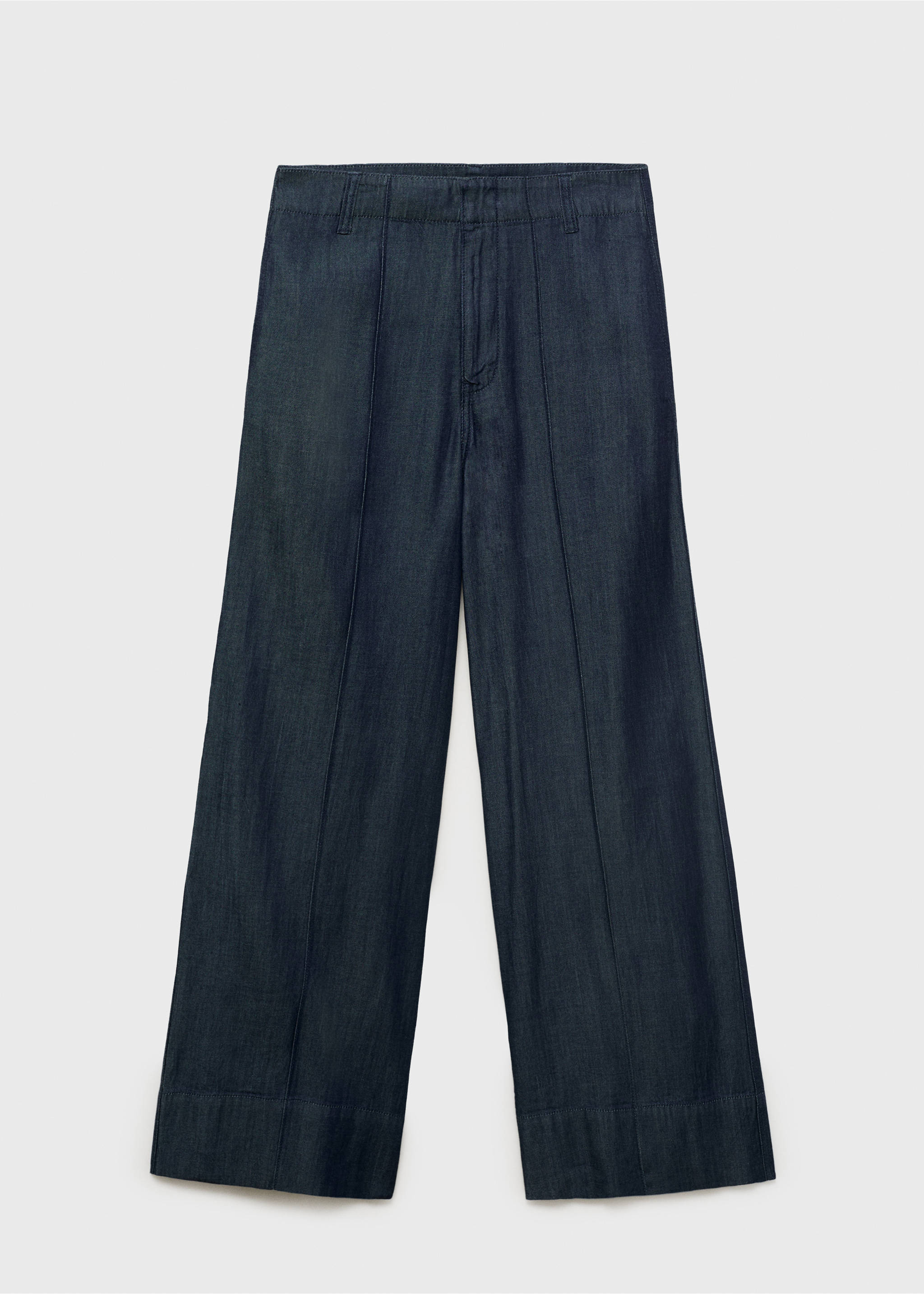 Wide leg denim pants with stitching - Article without model, Open Blue. Ref: 17064102-00.