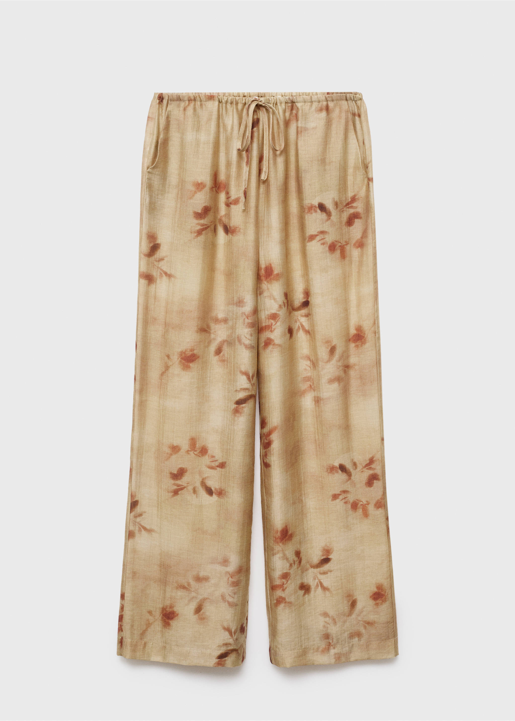 Pantalon imprimé feuilles - Article sans modèle, Sable. Ref: 17064103-00.