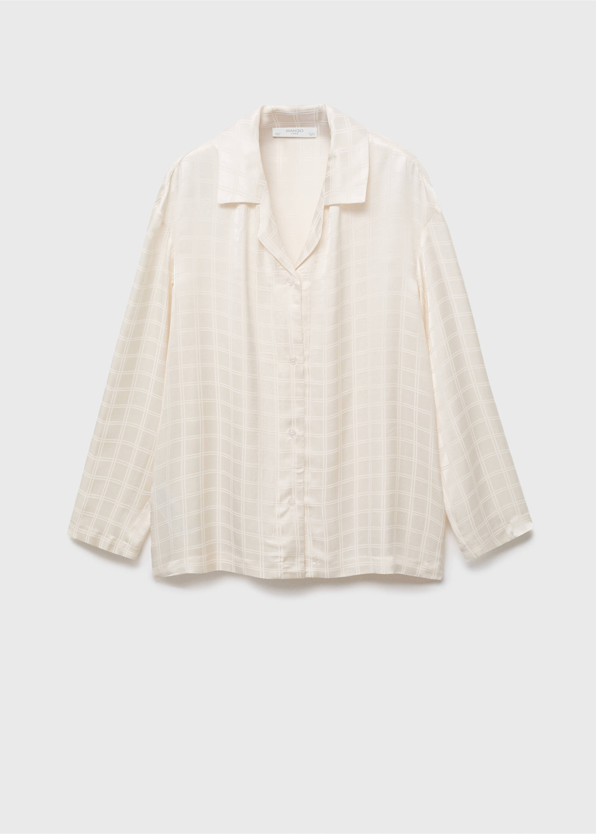 Rayon check pyjama top - Article without model, Ivory White. Ref: 17064108-00.
