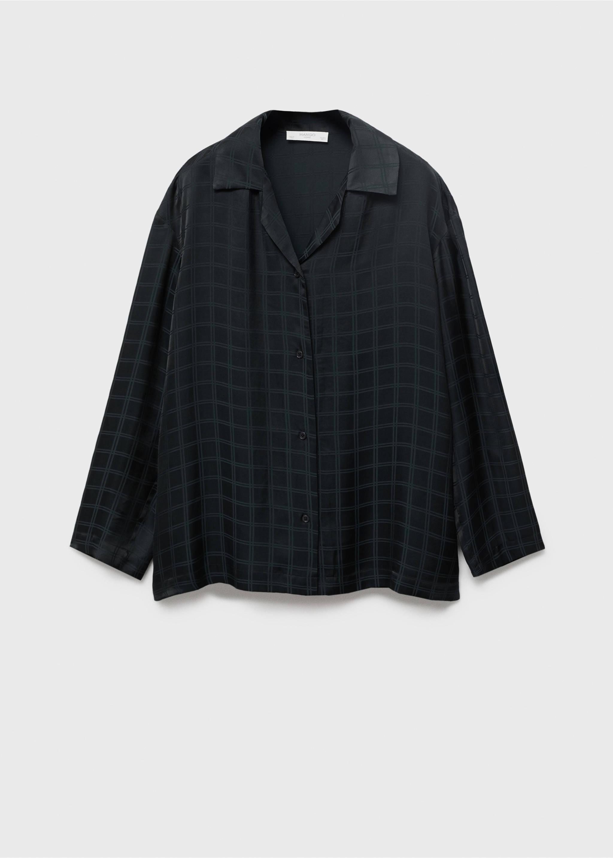 Rayon check pyjama top - Article without model, Black. Ref: 17064108-00.