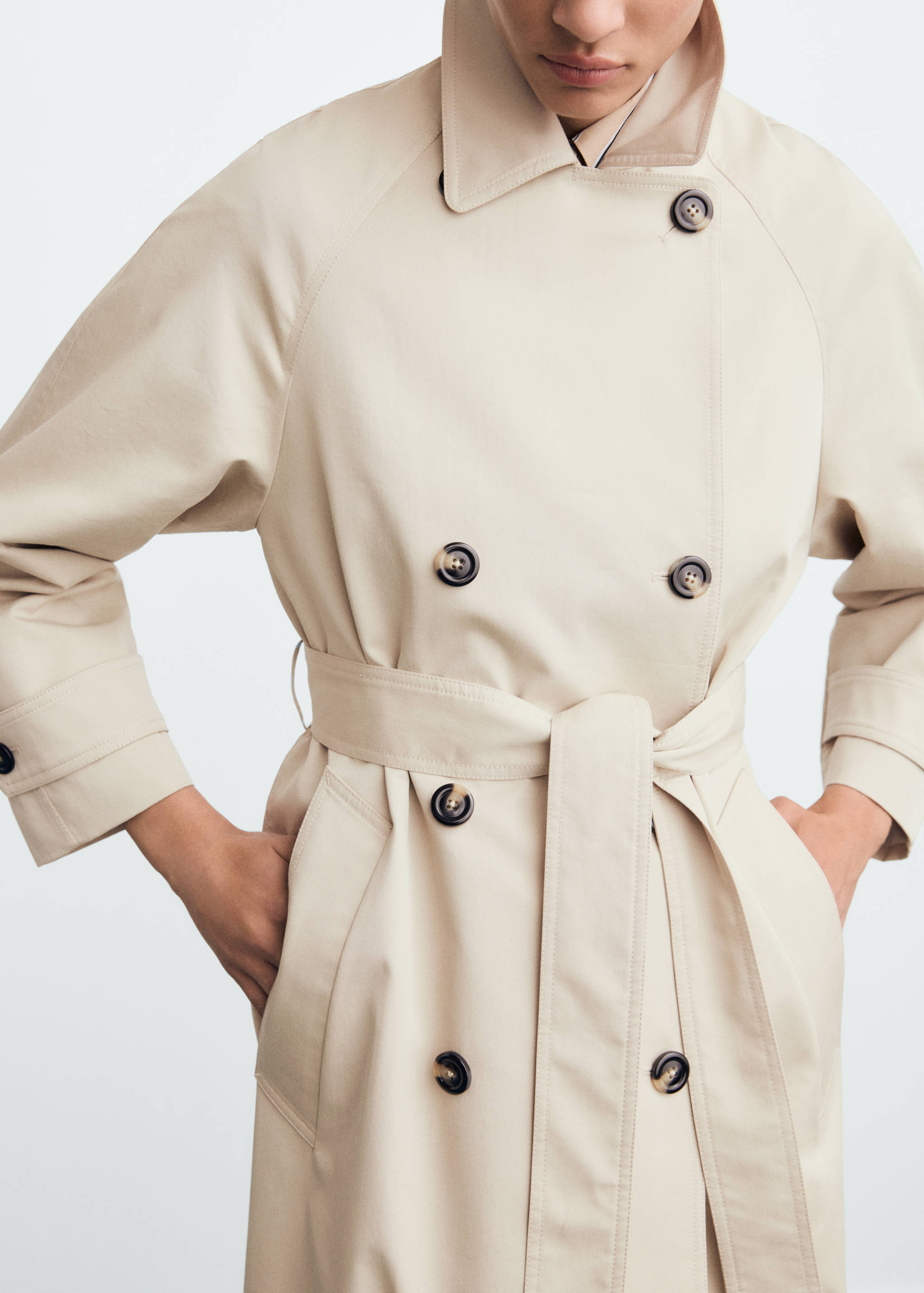 Long double-breasted trench coat - Medium plane
