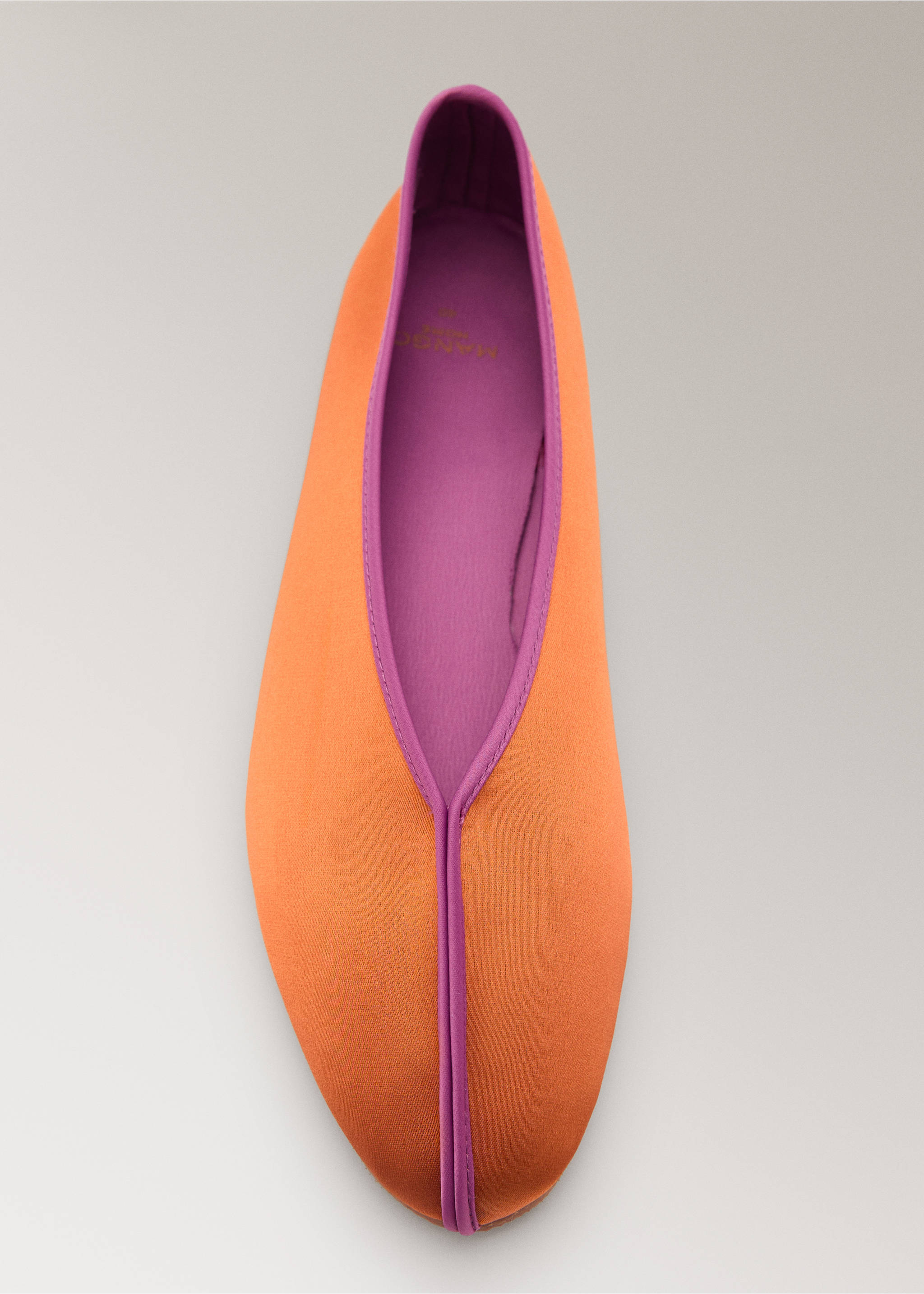 Satin ballet flats with contrast piping - Details of the article 2, Burnt Orange. Ref: 17064119-00.