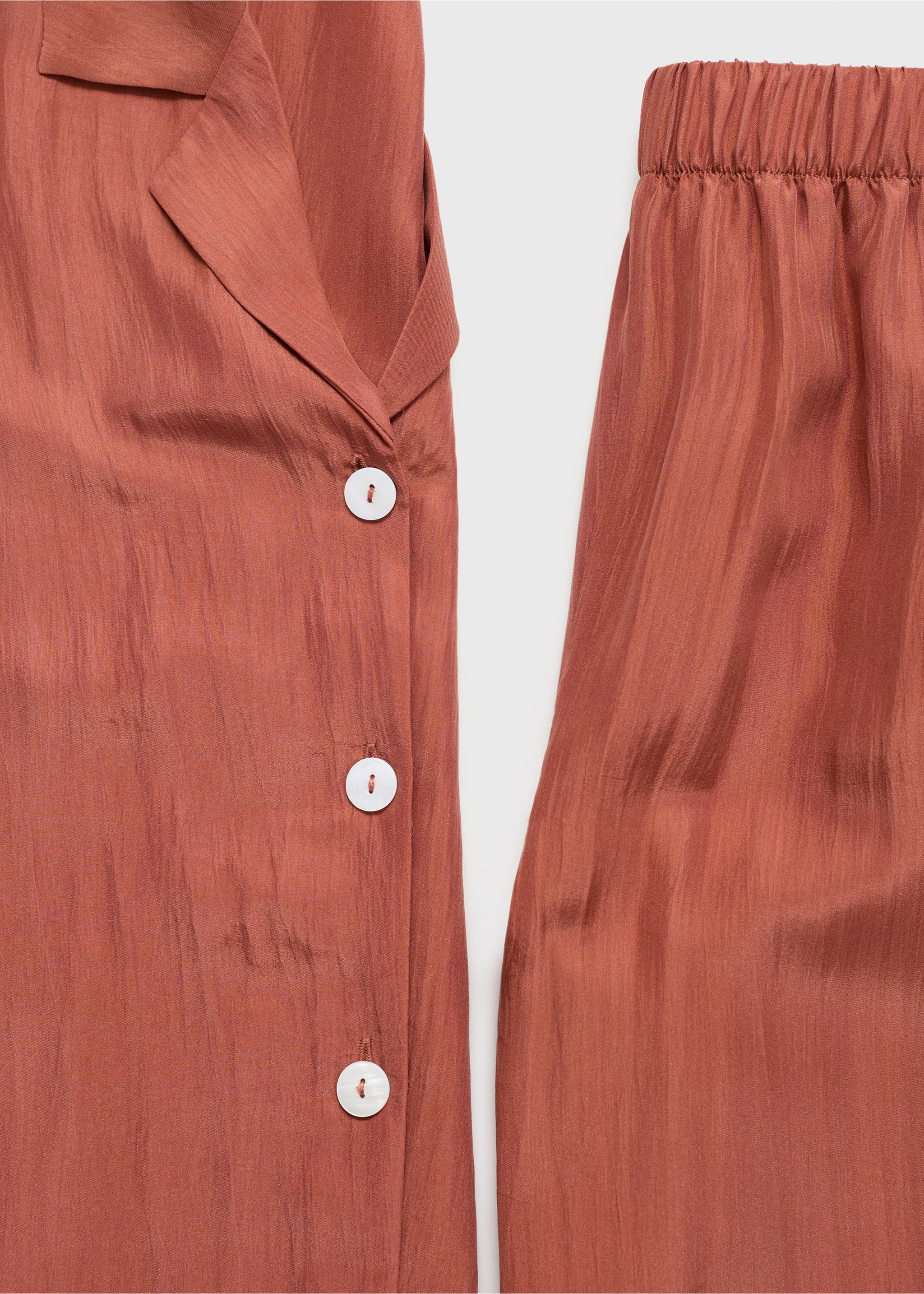 Silk long shirt - Details of the article 8, Burnt Orange. Ref: 17064126-00.