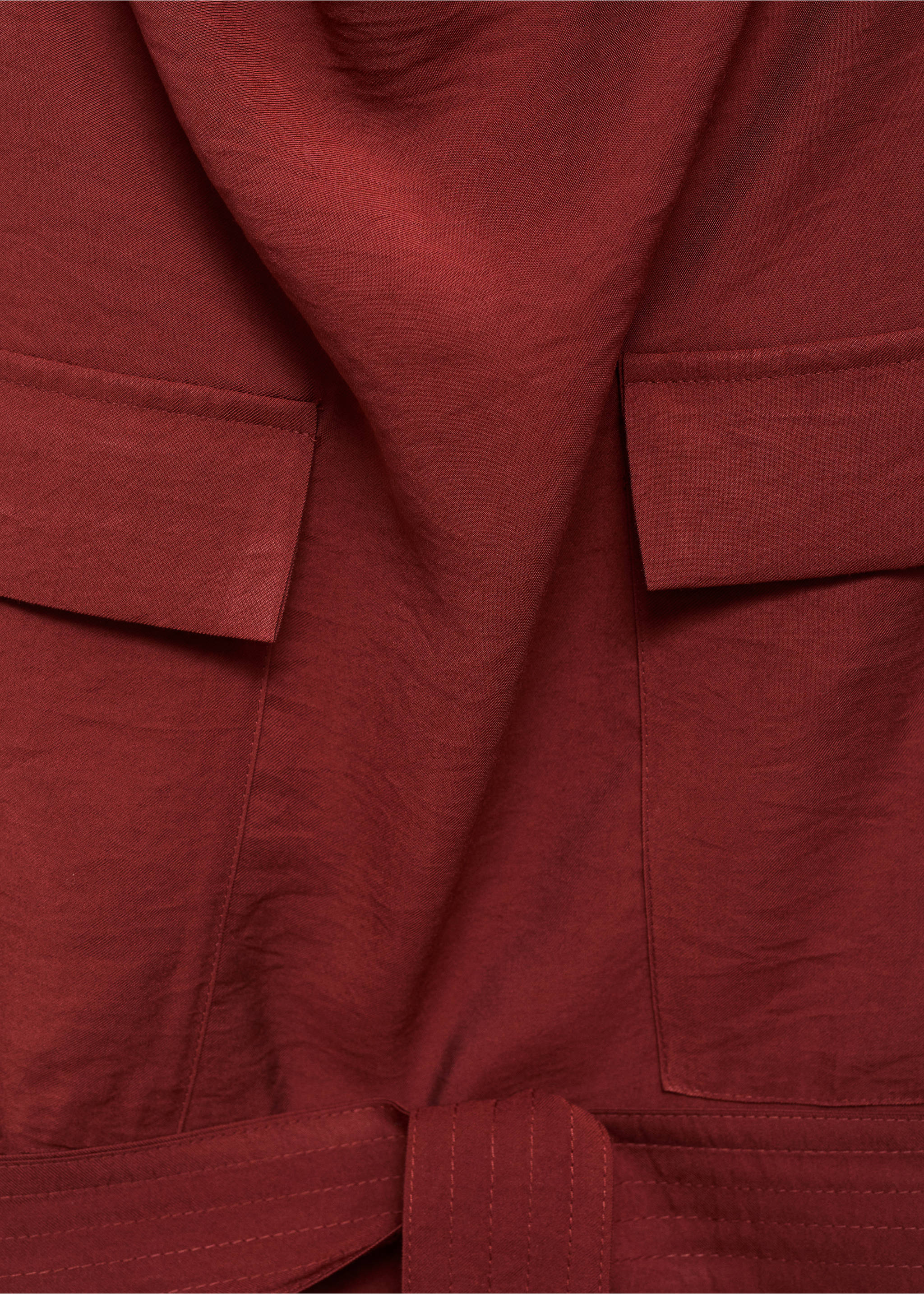 Blouse with draped neck and belt - Details of the article 0, Medium Red. Ref: 17064137-00.