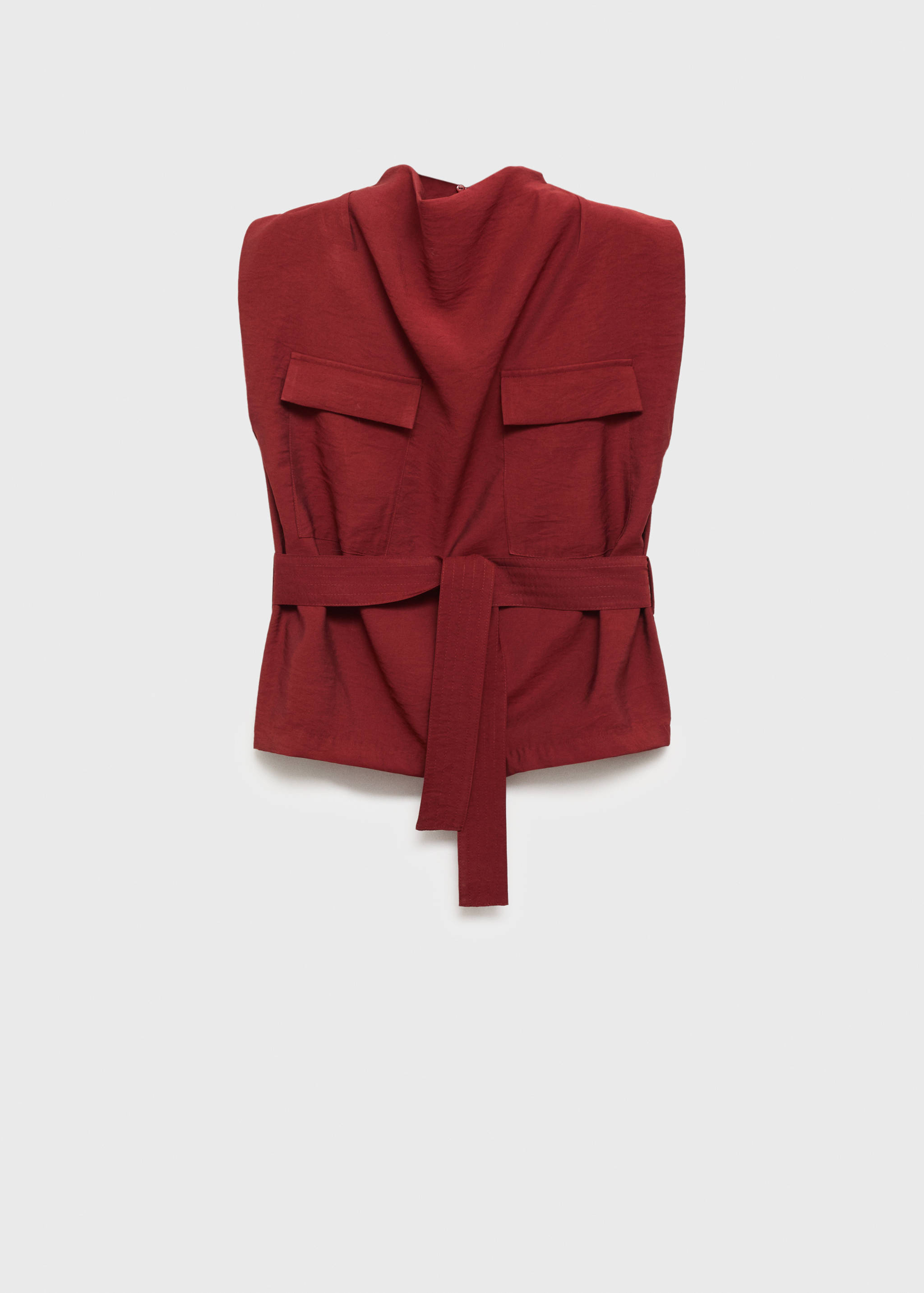 Blouse with draped neck and belt - Article without model
