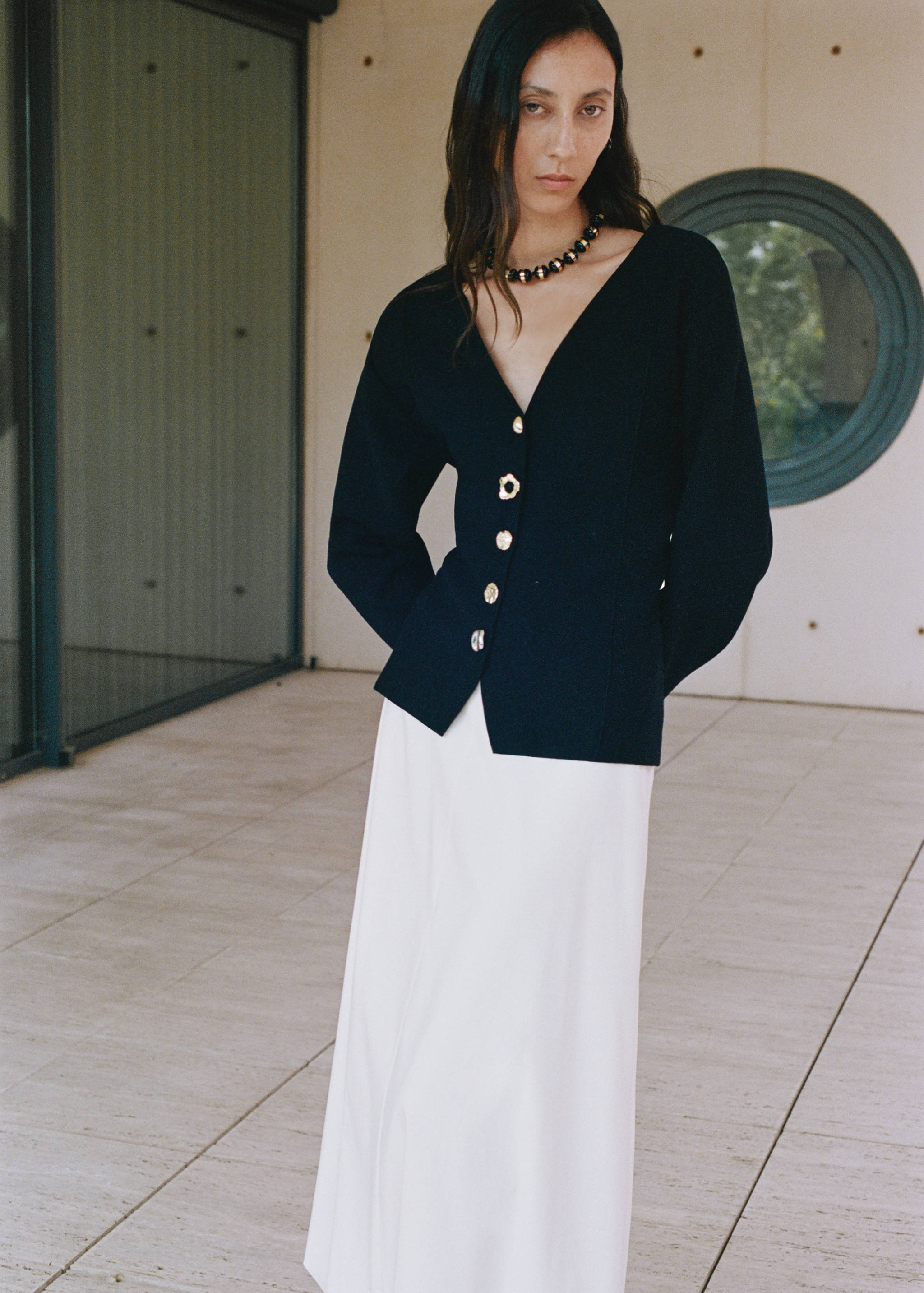 Knitted jacket with jewel buttons - Details of the article 7