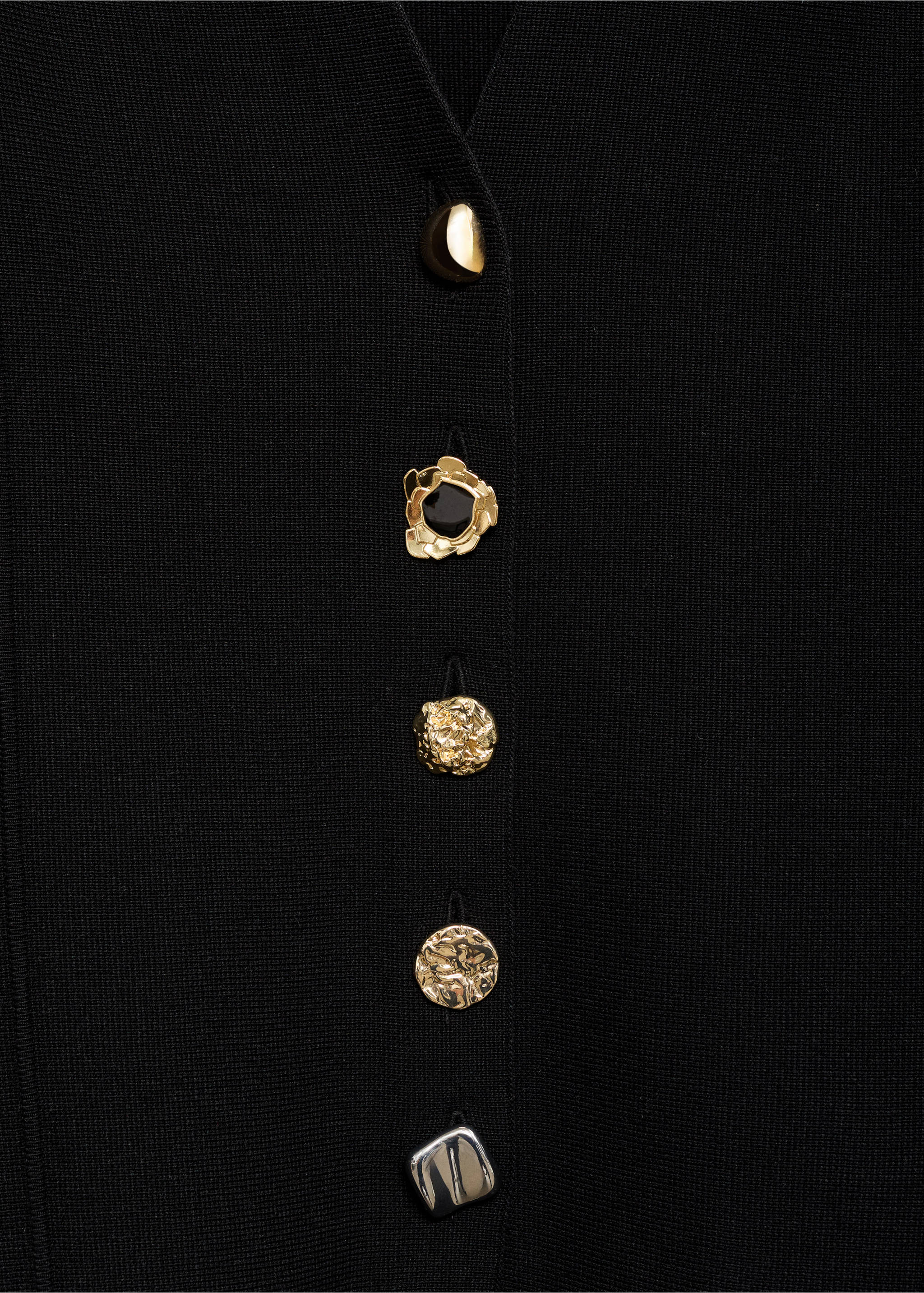Knitted jacket with jewel buttons - Details of the article 0, Black. Ref: 17064139-00.