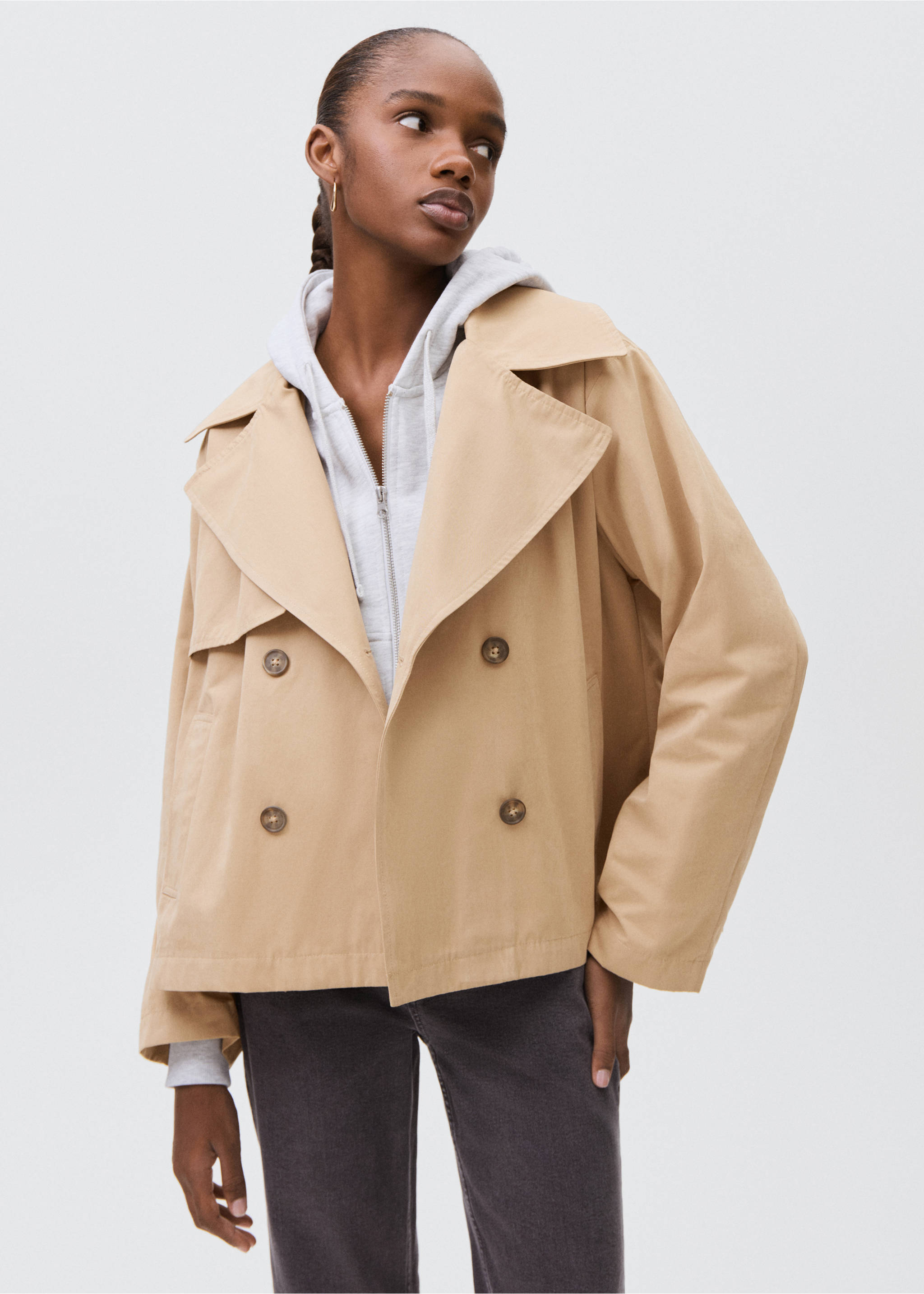 Short trench coat - Medium plane, Beige. Ref: 17064405-00.