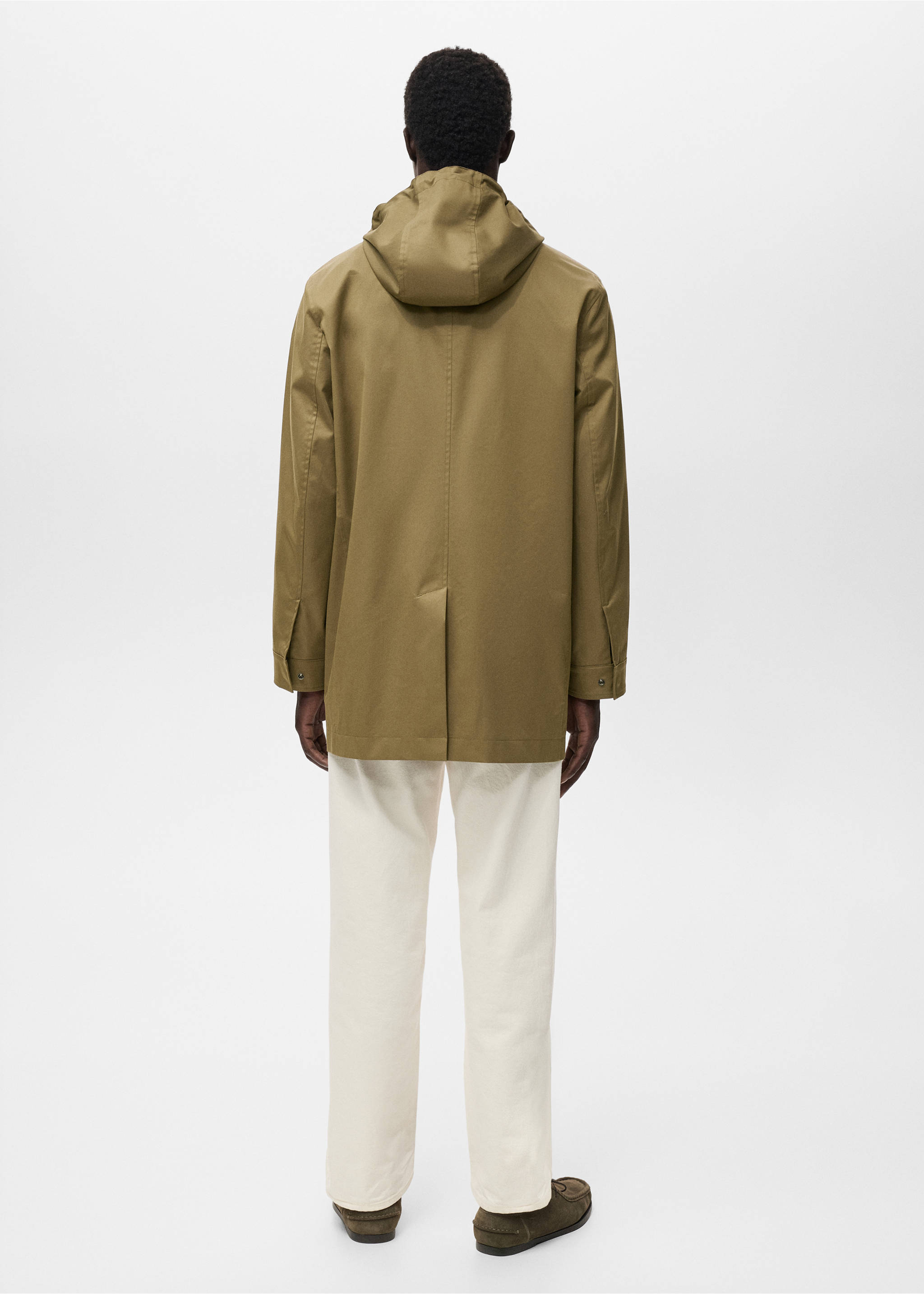 Water-repellent hooded parka - Reverse of the article, Khaki. Ref: 17064406-00.
