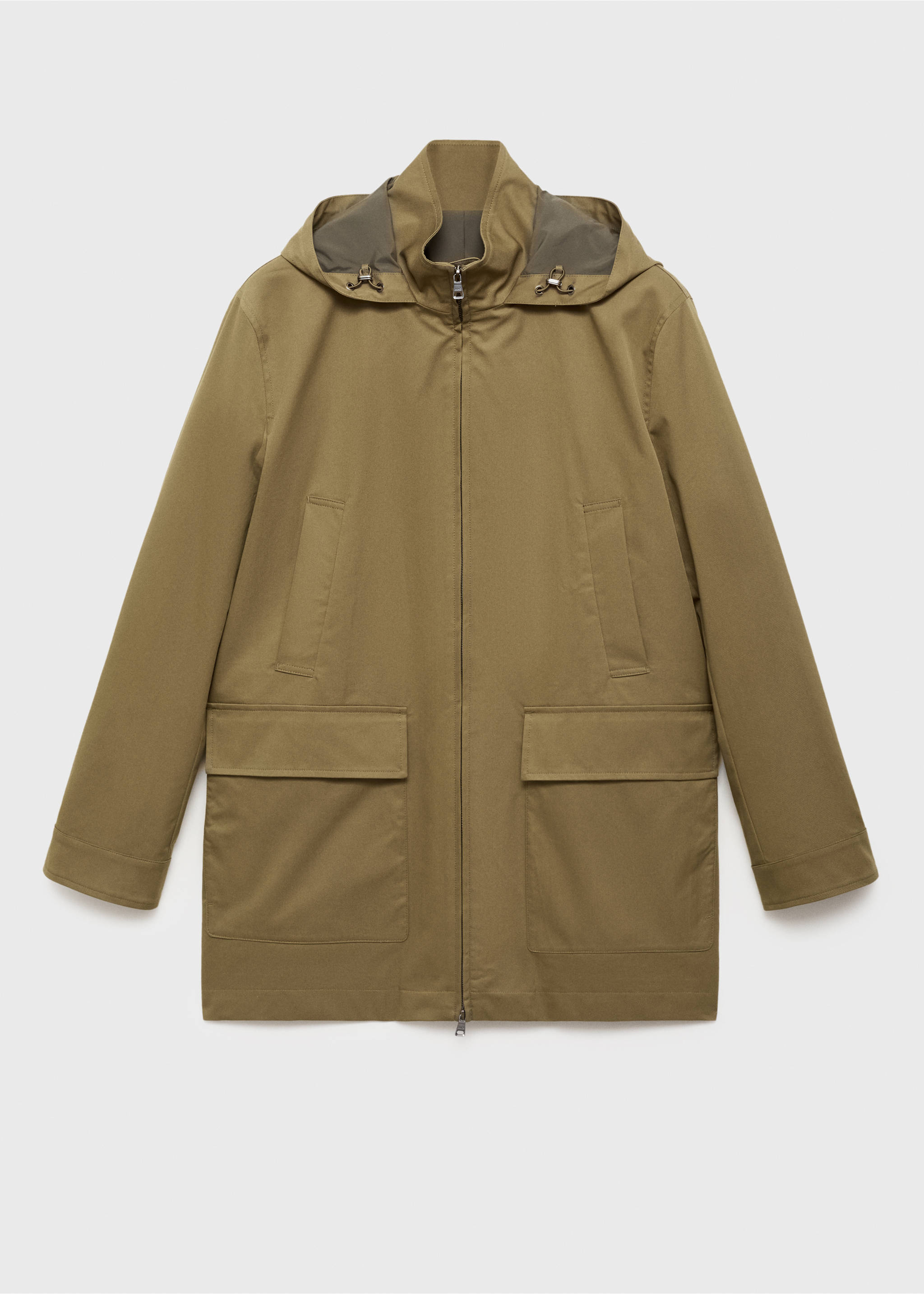 Water-repellent hooded parka - Article without model, Khaki. Ref: 17064406-00.