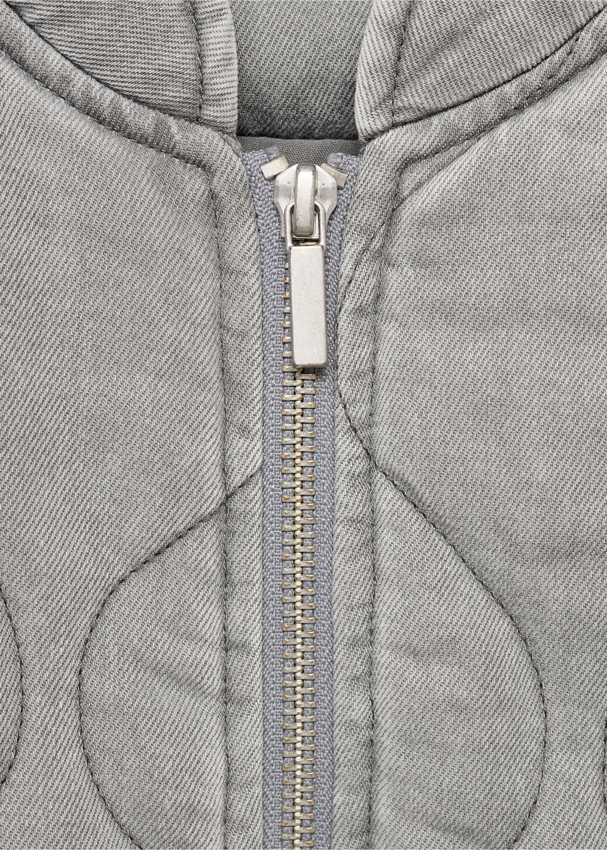 Quilted denim jacket - Details of the article 0, Grey. Ref: 17064409-00.