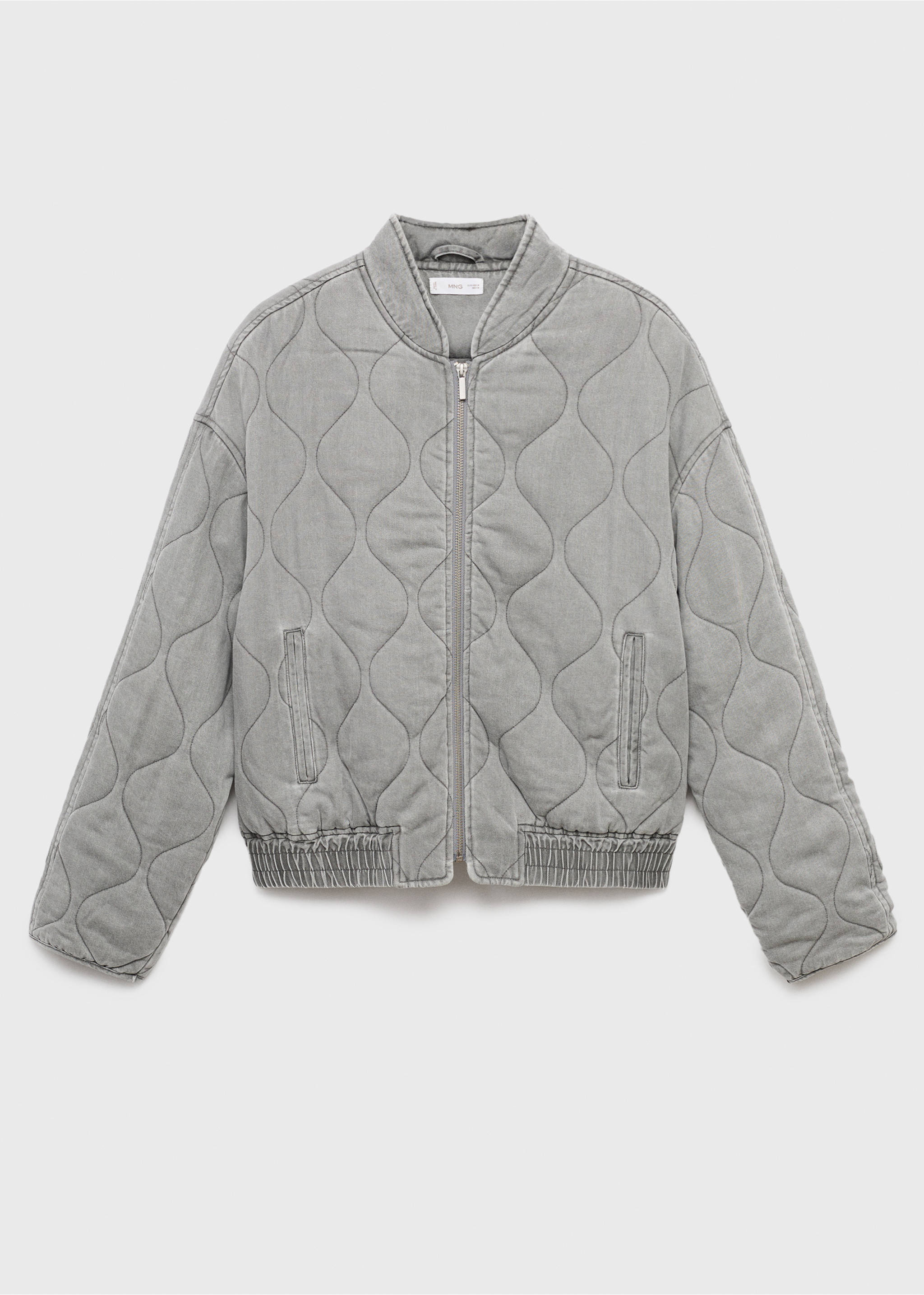 Quilted denim jacket - Article without model, Grey. Ref: 17064409-00.