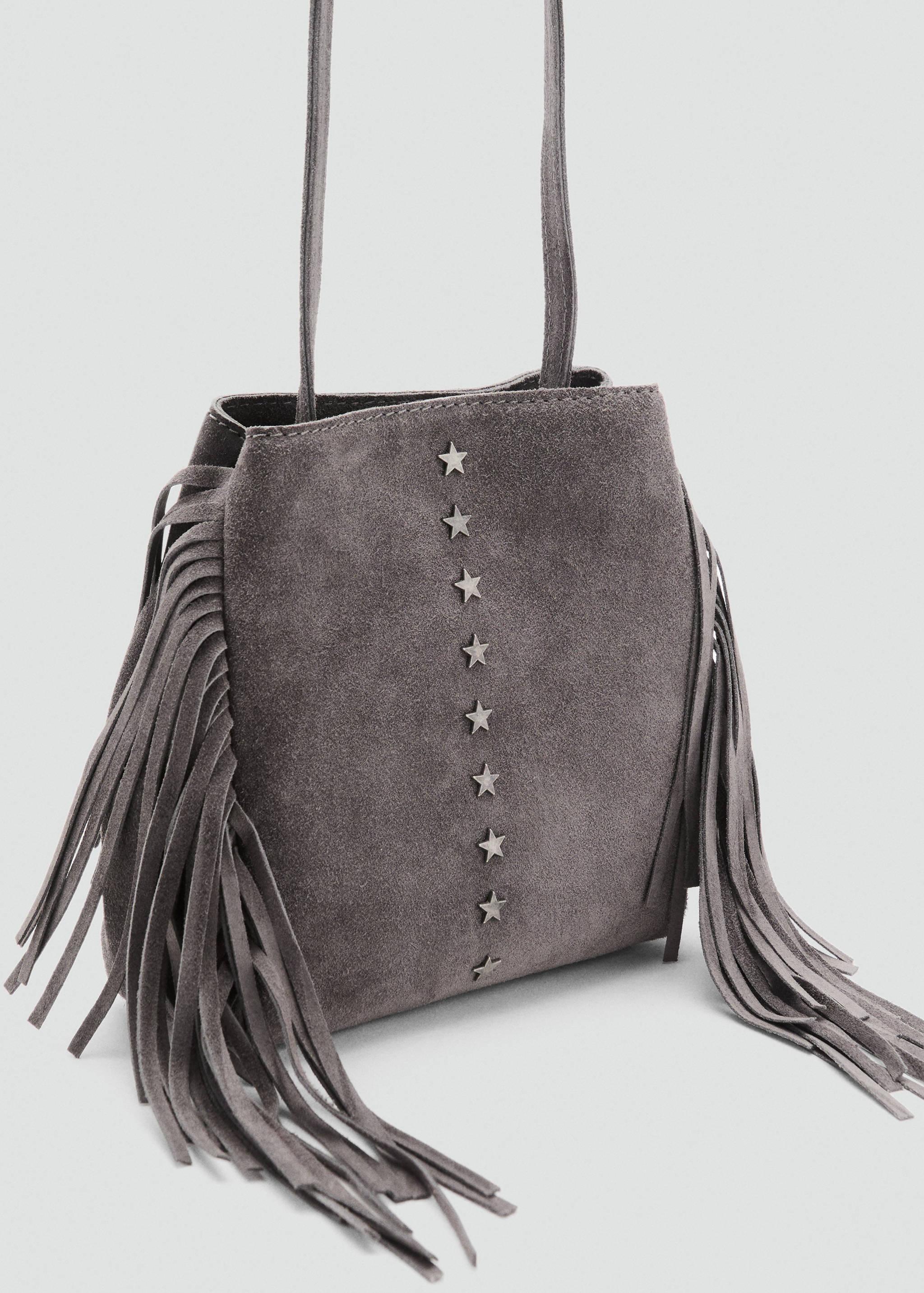 Fringed leather bucket bag - Medium plane